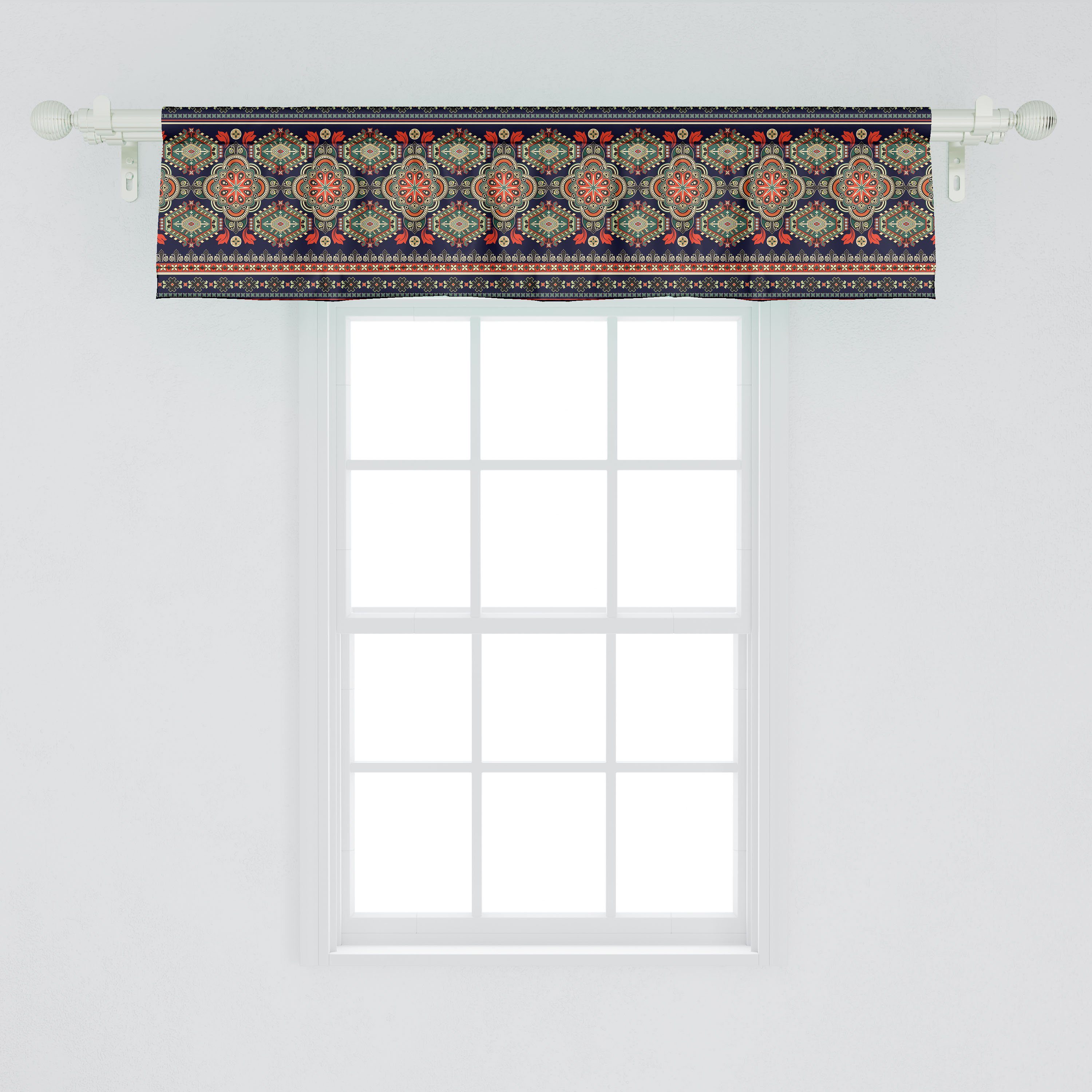 Scheibengardine Vorhang Volant mit Stangentasche, Geometrische für Formen Schlafzimmer Ethnisch Abakuhaus, Dekor Microfaser, Küche Floral