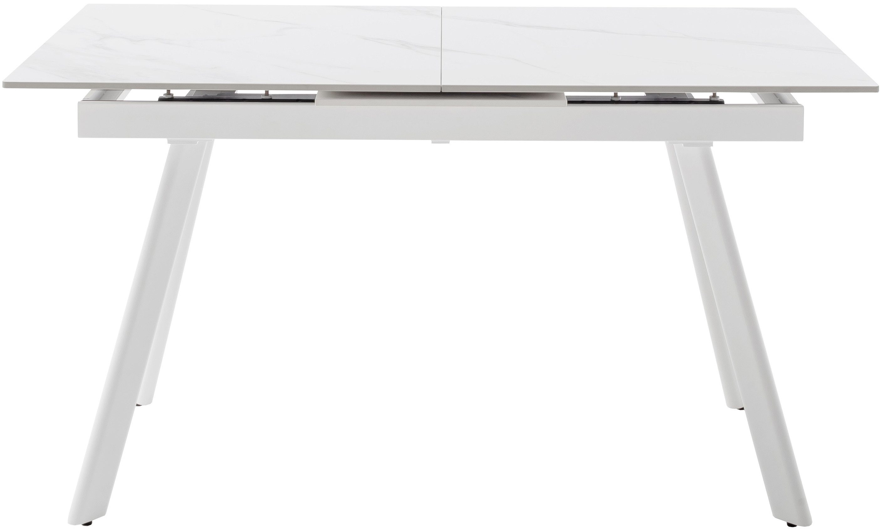 MCA furniture Esstisch PARENZO Auzugtisch 140-180 cm weiß marmoriert - bis 8 Personen (1-St), Keramik, Metall weiß, Synchronauszug, ausziehbar, 6-8 Personen