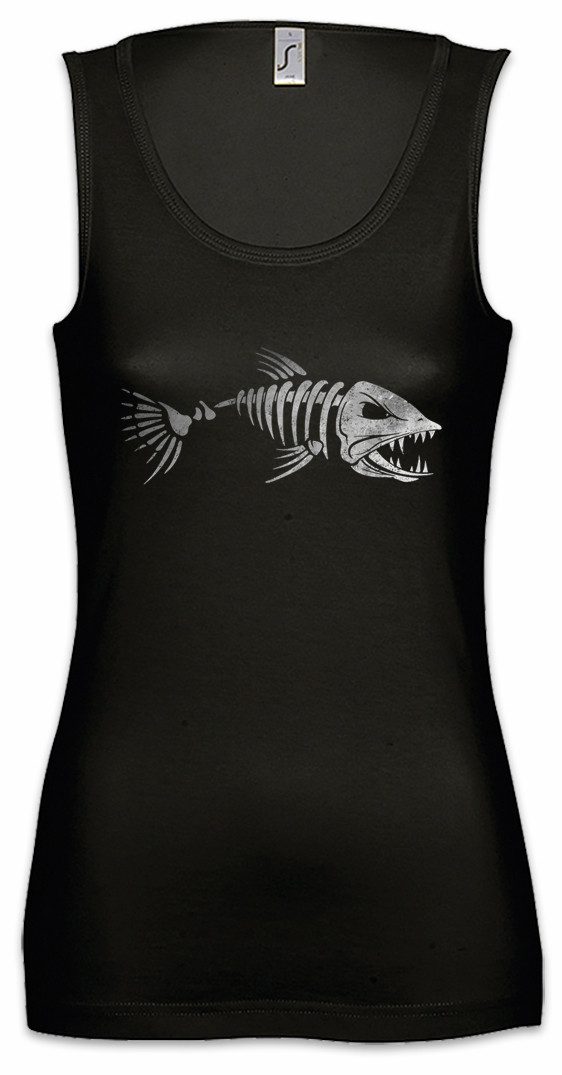 Tanktop Fish Skeleton Ärmelloses Damen T-Shirt Skelett Fischskelett Fisch