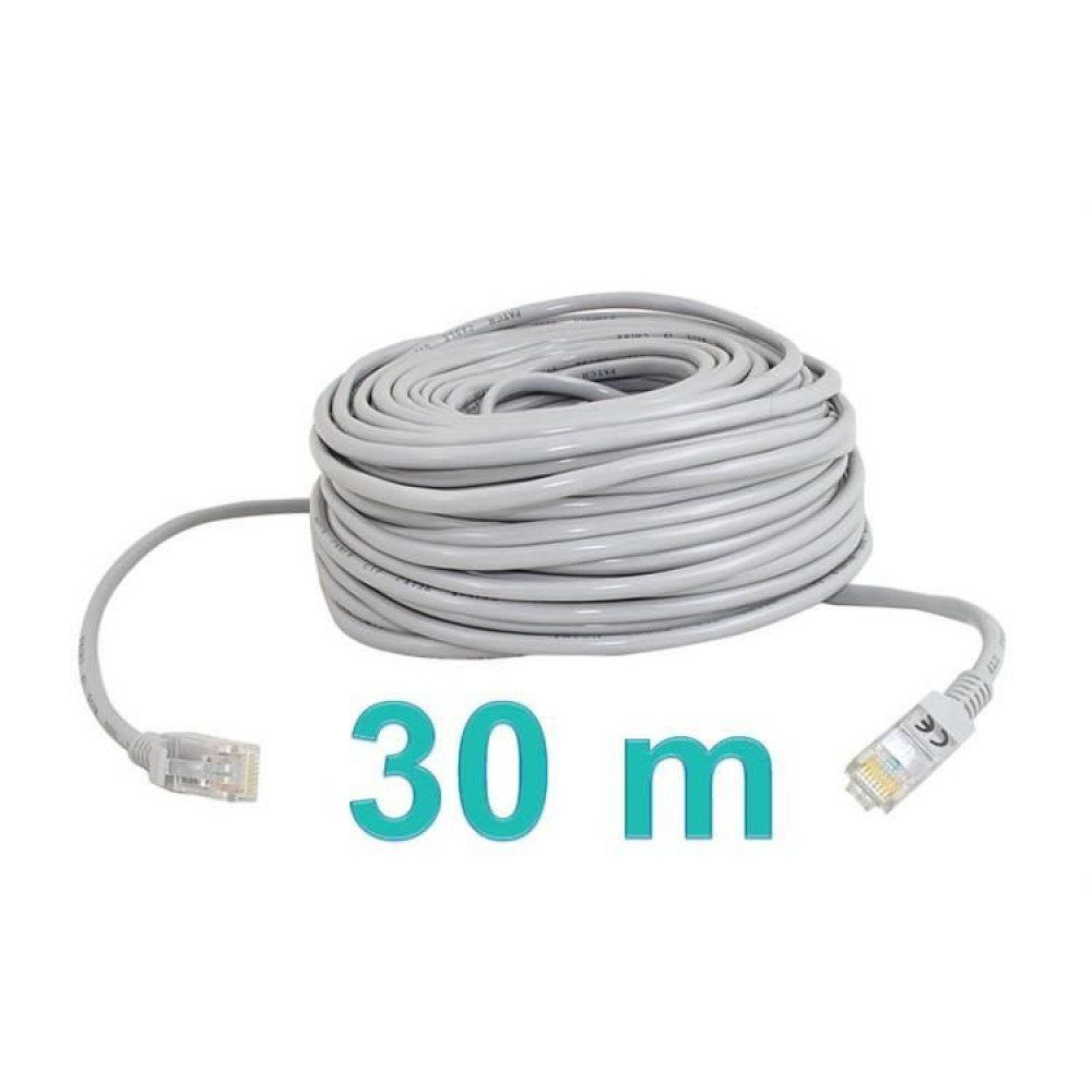 ISO TRADE Netzwerkkabel LAN-Kabel, RJ45, LAN (30000.00 cm), Kabel 30 Meter Grau