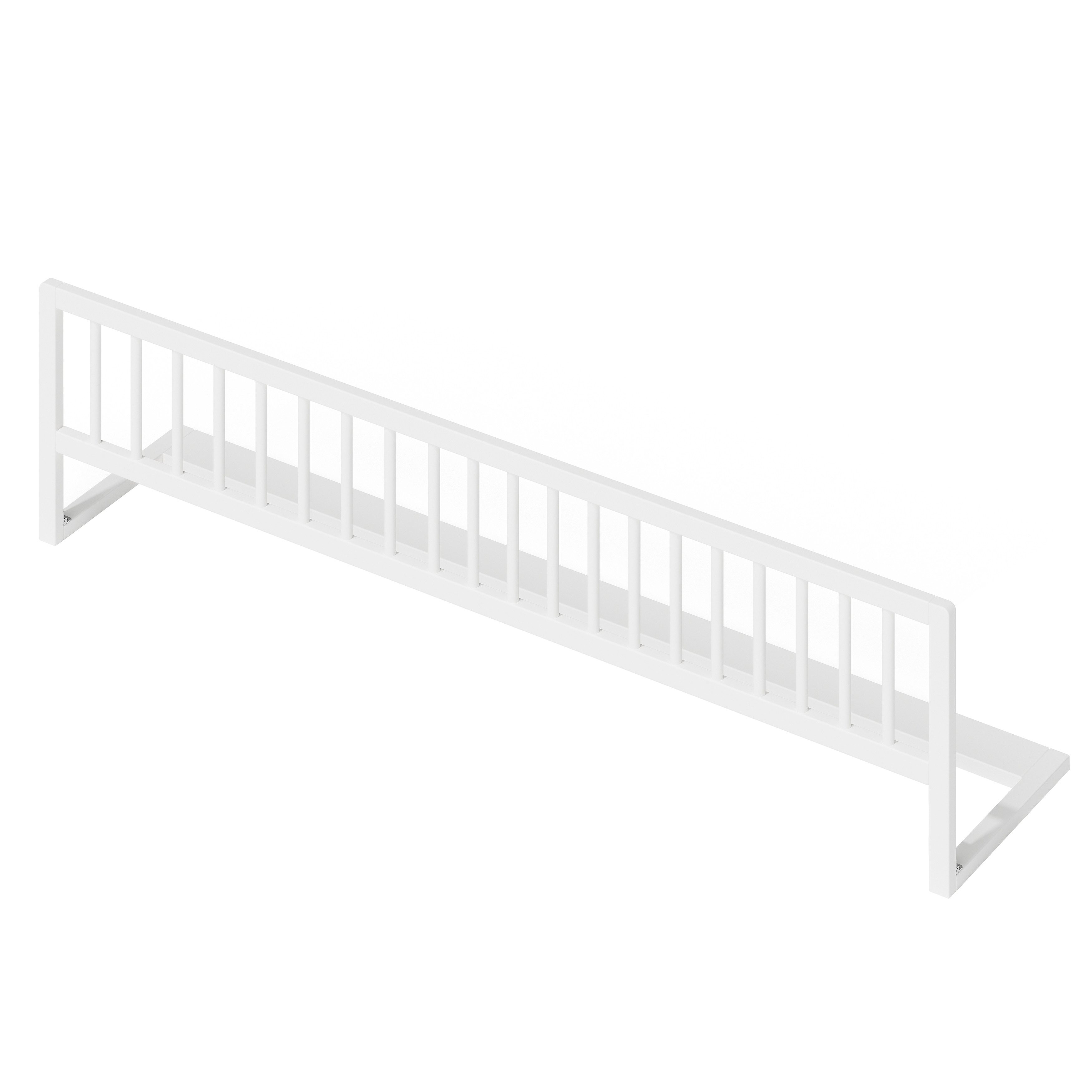 Bellabino Bettschutzgitter Yuna aus Kiefer Massivholz, einfach klappbar und vormontiert (weiß, 140 cm), Rausfallschutz fürs Babybett