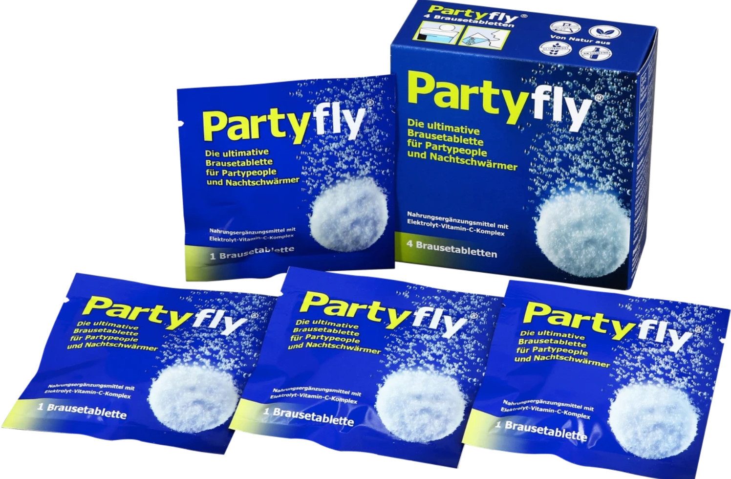 Philpharma Partyfly Regeneration nach Partynacht, Stop Hangover Brausetablette, Katerfly, Flüssigkeitsverlust kompensieren, Spar-Set à 4 St., Stop Hangover, Regeneration nach Party