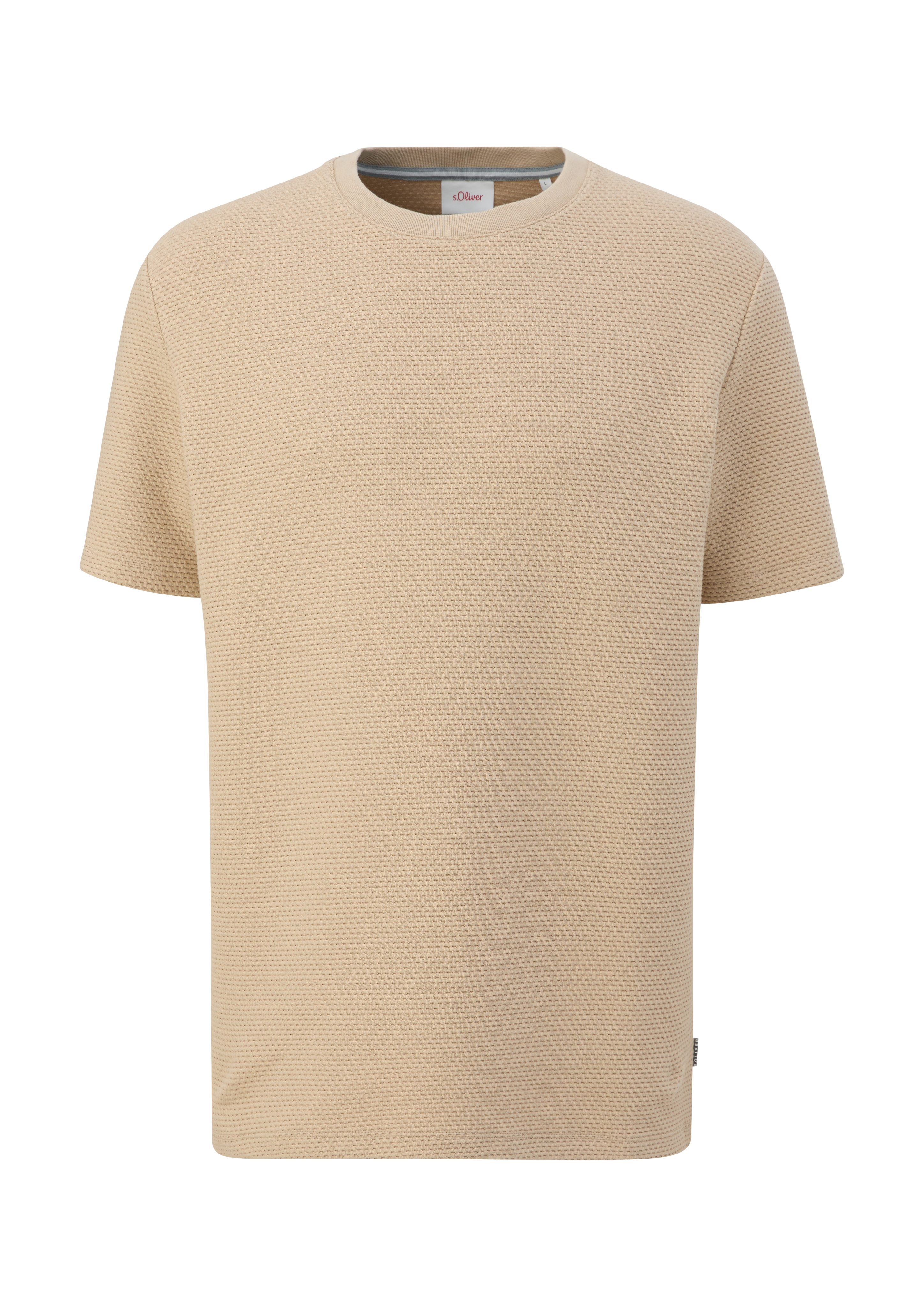 s.Oliver Kurzarmshirt T-Shirt aus Waffelpiqué sandstein
