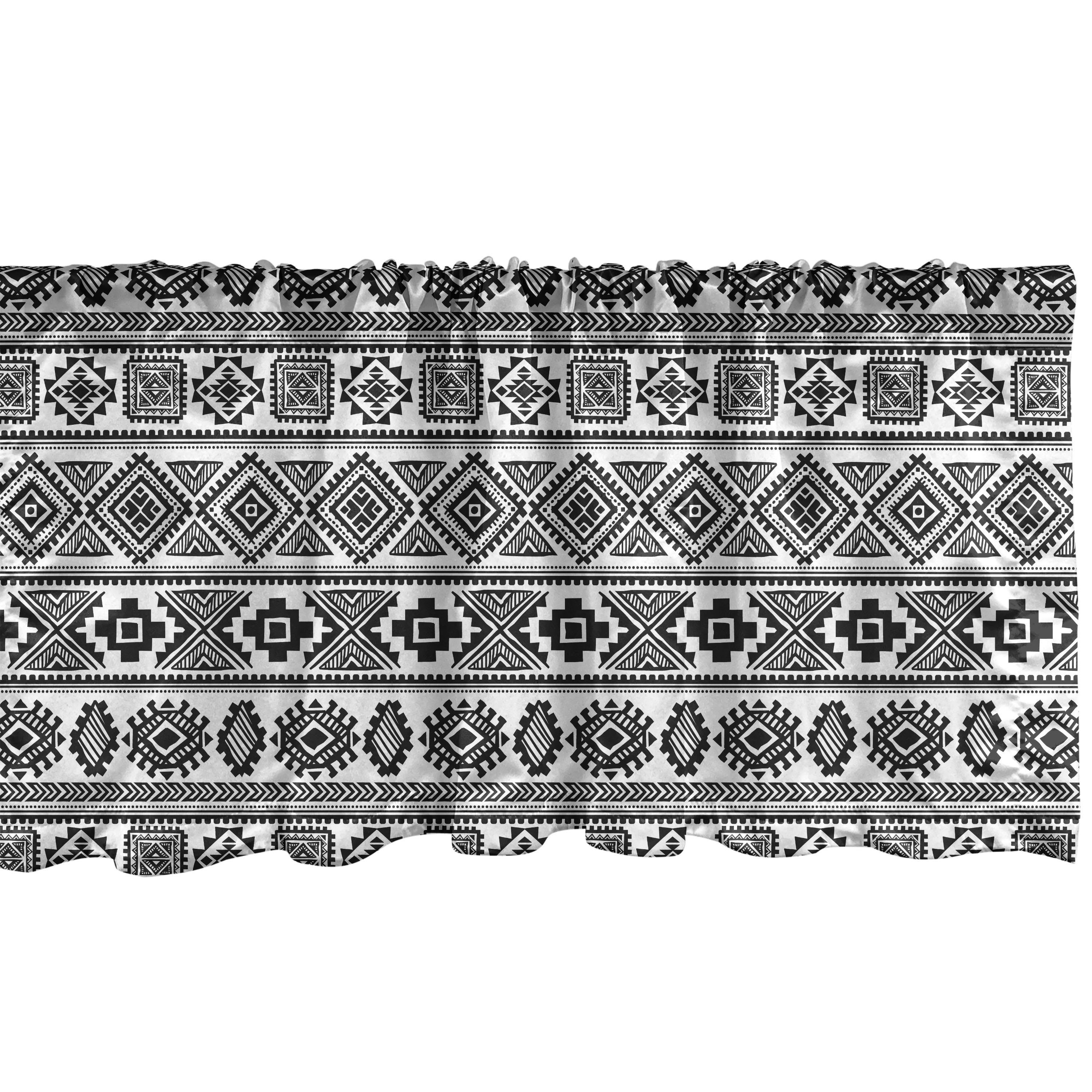 Scheibengardine Vorhang Volant für Küche Schlafzimmer Dekor mit Stangentasche, Abakuhaus, Microfaser, Mexican Drucken geometrische Monochrome