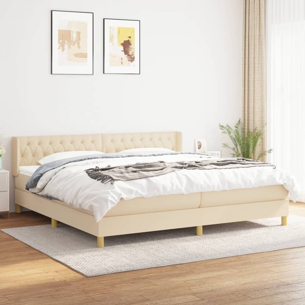 vidaXL Boxspringbett Boxspringbett mit Matratze Creme 200x200 cm Stoff Bett günstig online kaufen