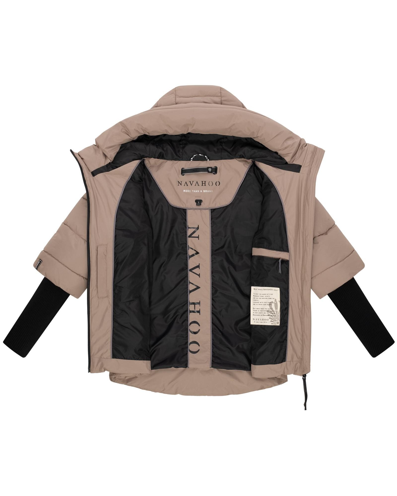 Navahoo Steppjacke Lotusherz XIV Warme gesteppte Winterjacke mit Rippstrickärmeln – Bild 5 von 5