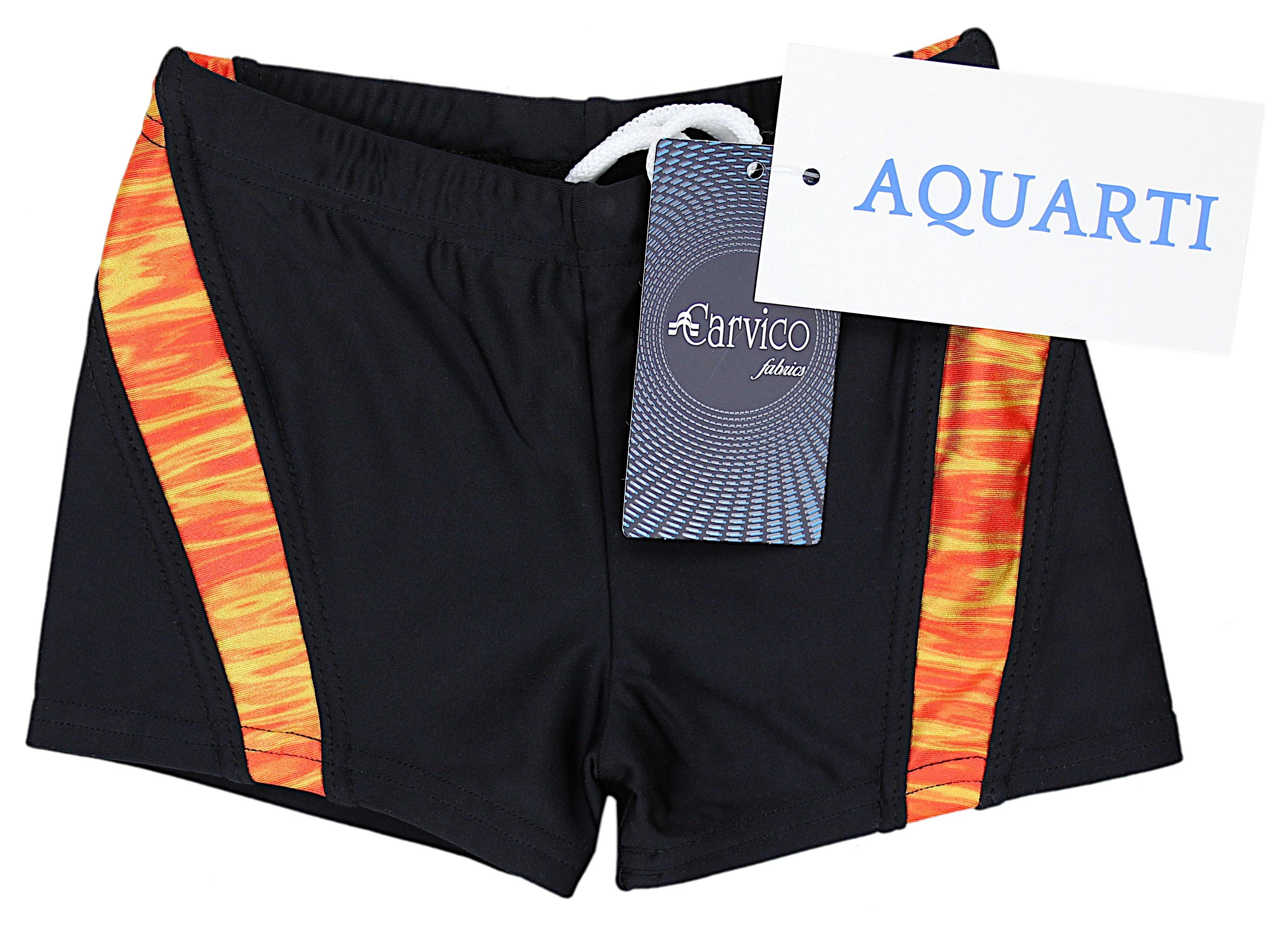 Schwarz Aquarti Kontrastfarbige Schwimmhose / Orange Aquarti Einsätze Jungen Badehose