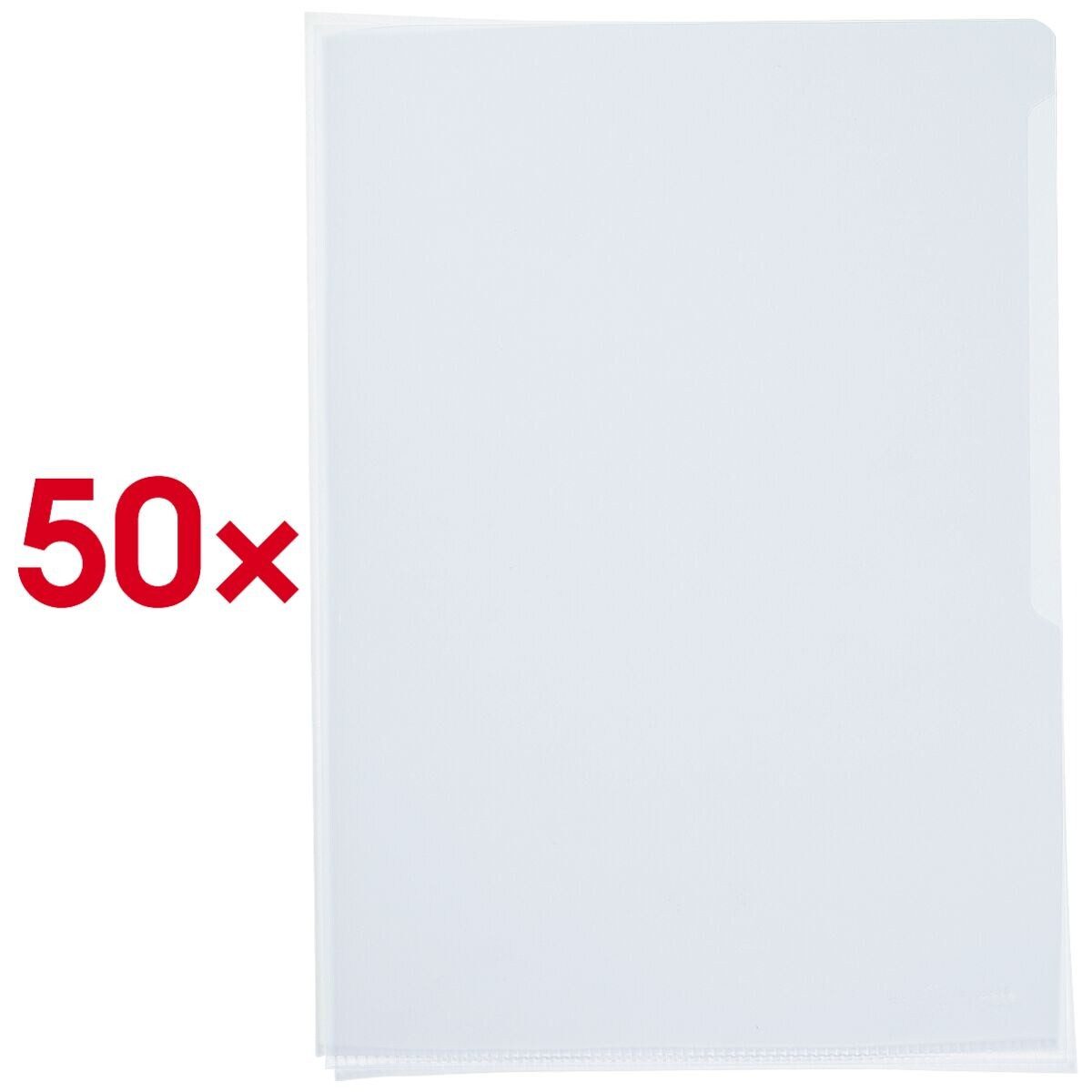 DURABLE Prospekthülle 233919, 50 Stück, glatt, Format A4, Öffnung oben/seitlich