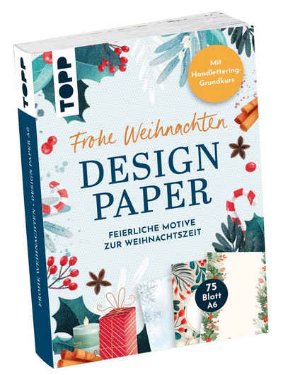 Topp Motivpapier Design Paper Frohe Weihnachten, 75 Blatt DIN A6