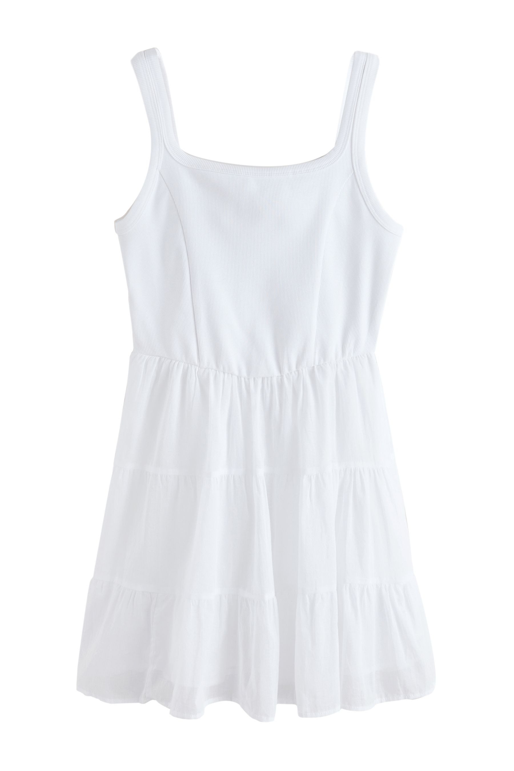 Next Sommerkleid Gestuftes Minikleid mit eckigem Ausschnitt (1-tlg)