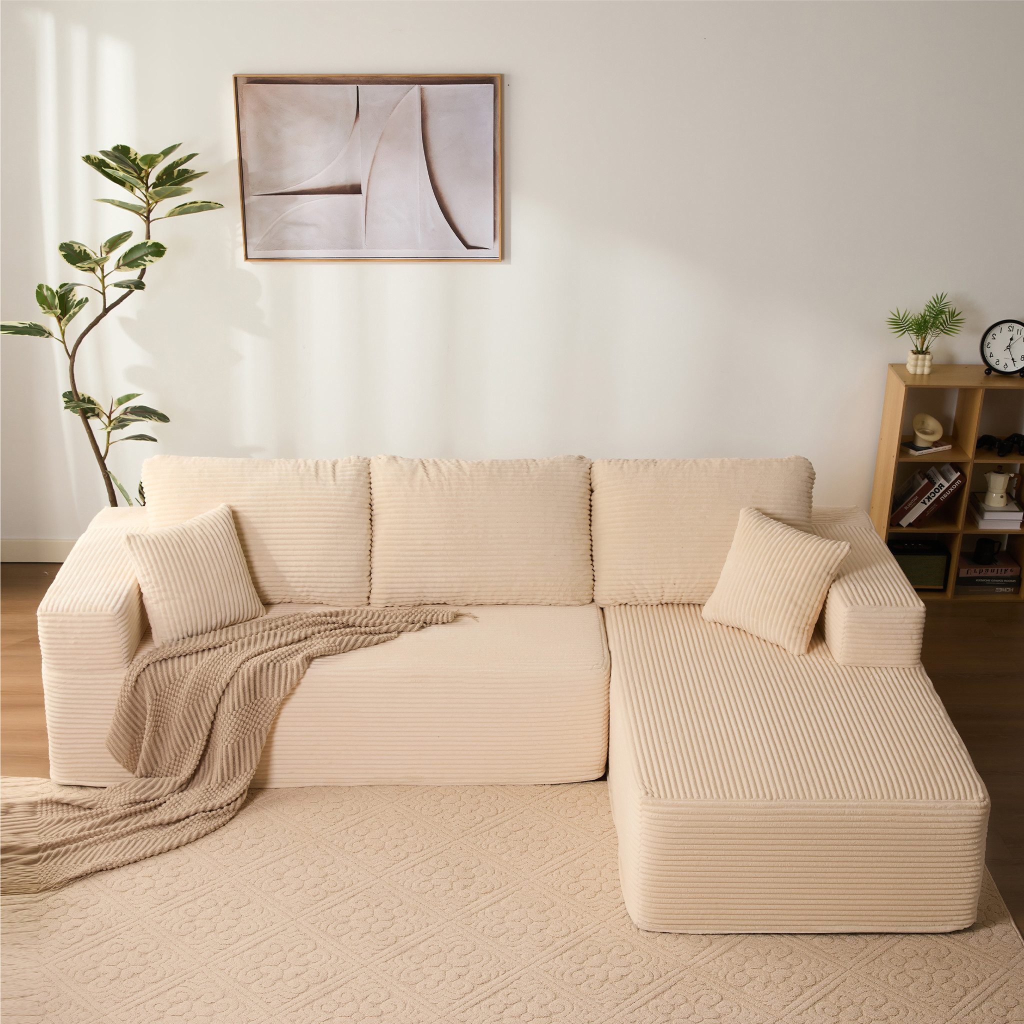 LITBIRD Sofa Modulares L-förmiges Ecksofa mit Schlaffunktion, 272 x 175 x 61 cm, 1 Teile, Rahmenloses Schlafsofa mit symmetrischem Doppelsitz, montagefrei