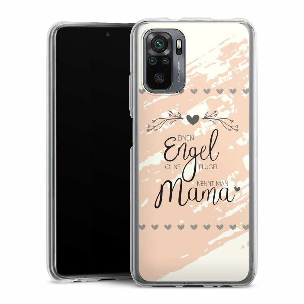 DeinDesign Handyhülle Muttertag Mama Spruch Engel Mama, Xiaomi Redmi Note 10 4G Silikon Hülle Bumper Case Handy Schutzhülle