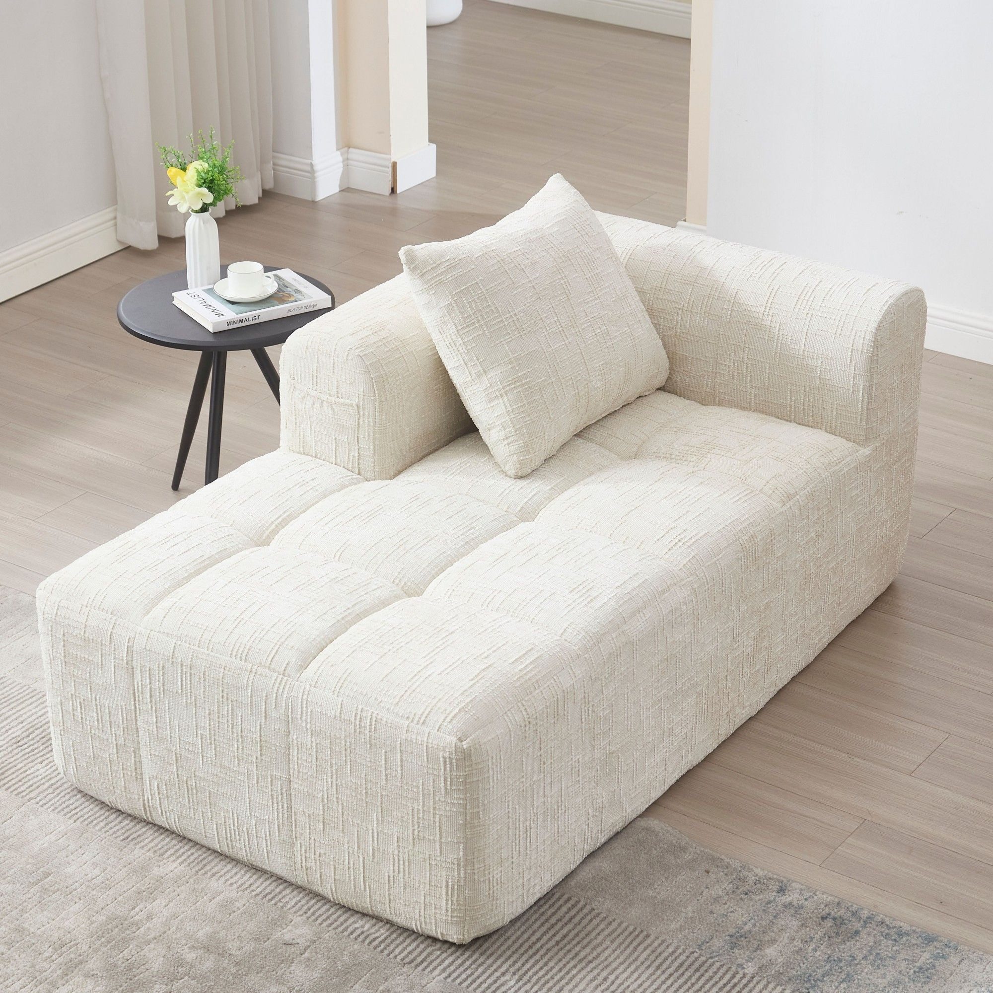 LVHOM Ecksofa Modulares mehr-in-1, Weiß, Bezug Chenille, A: 1 Polsterliege/1 Kissen