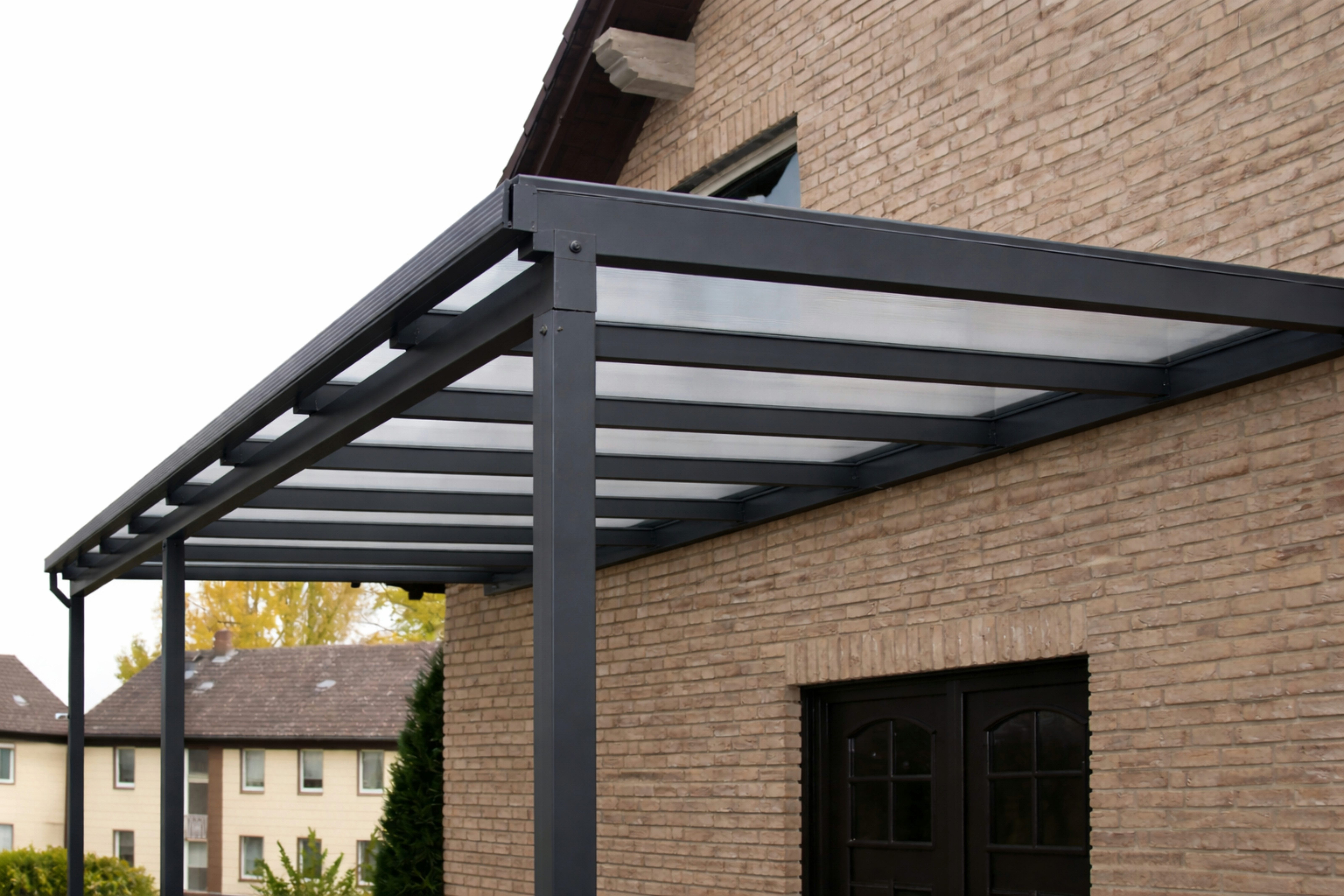 DREKU Terrassendach Aluminium 7016FS anthrazit, Stegplatten klar, BxT: 300x300 cm, Bedachung Polycarbonat Stegplatten 16 mm, (Bausatz), Bausatz zur Selbstmontage