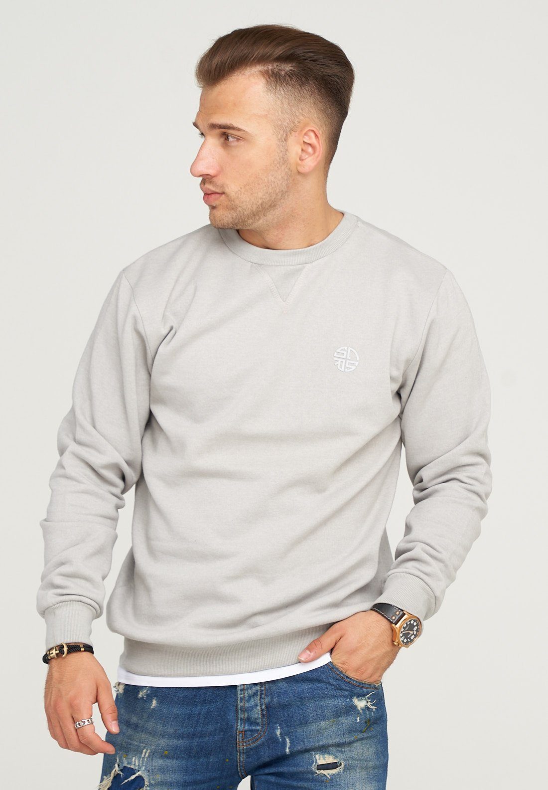 SOULSTAR Sweatshirt PORT LOUIS mit schickem Logoprint hellgrau