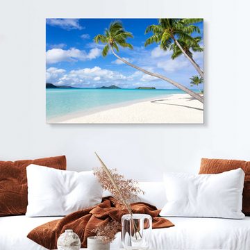 Posterlounge Forex-Bild Jan Christopher Becke, Weißer Strand mit Palmen, Tahiti, Französisch Polynesien, Wohnzimmer Maritim Fotografie
