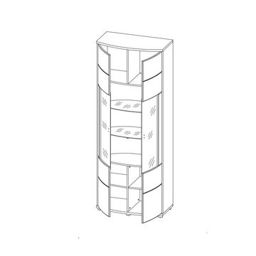 58 aufm Kessel Vitrine Vitrinenschrank Jade 80x203x43 Vitrine Anthrazit/Hochglanz Weiß 10086 (1-St)