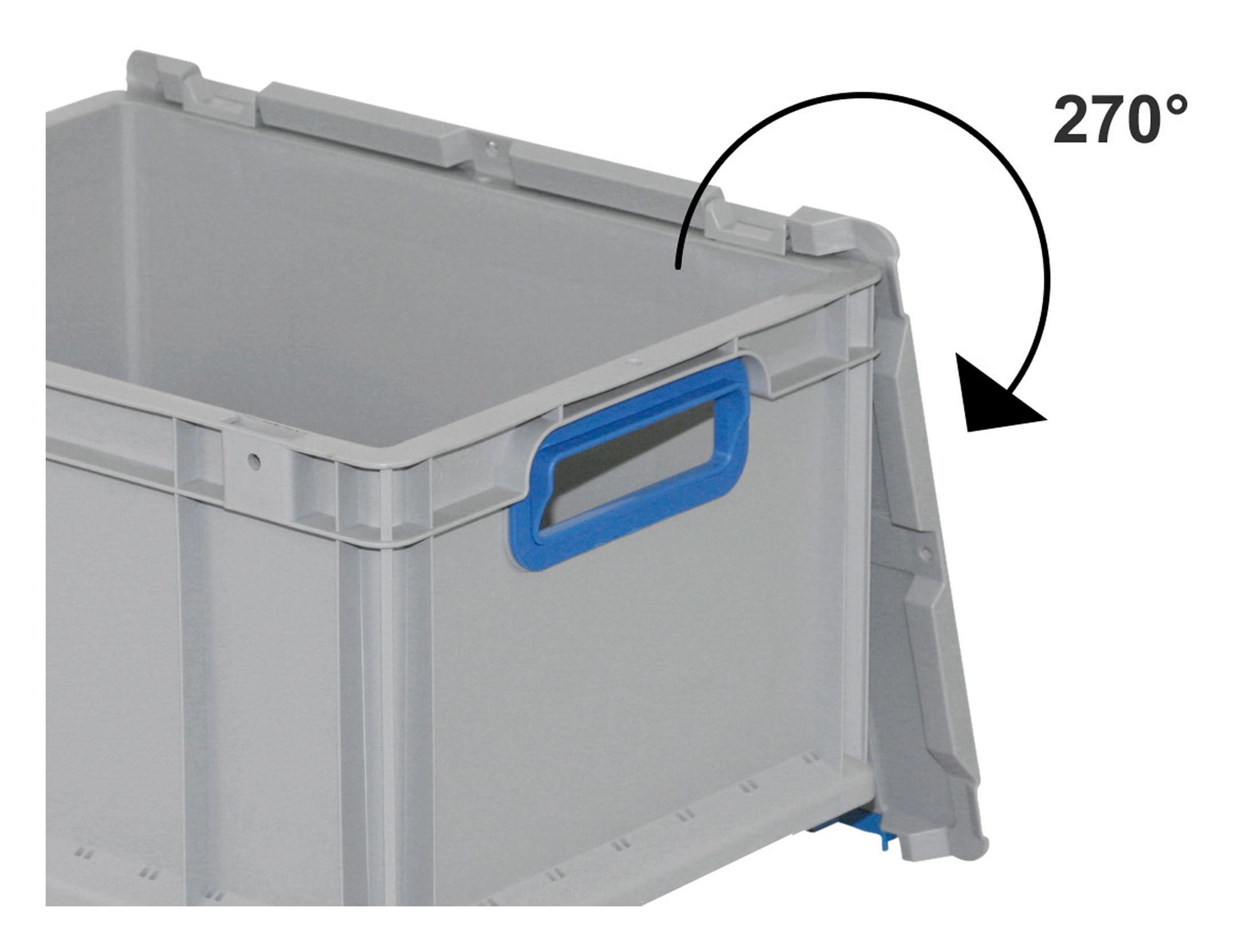 Allit Aufbewahrungsbox, EuroBox 412 Größe 400 x 300 x 120 mm Griffe offen grau / blau