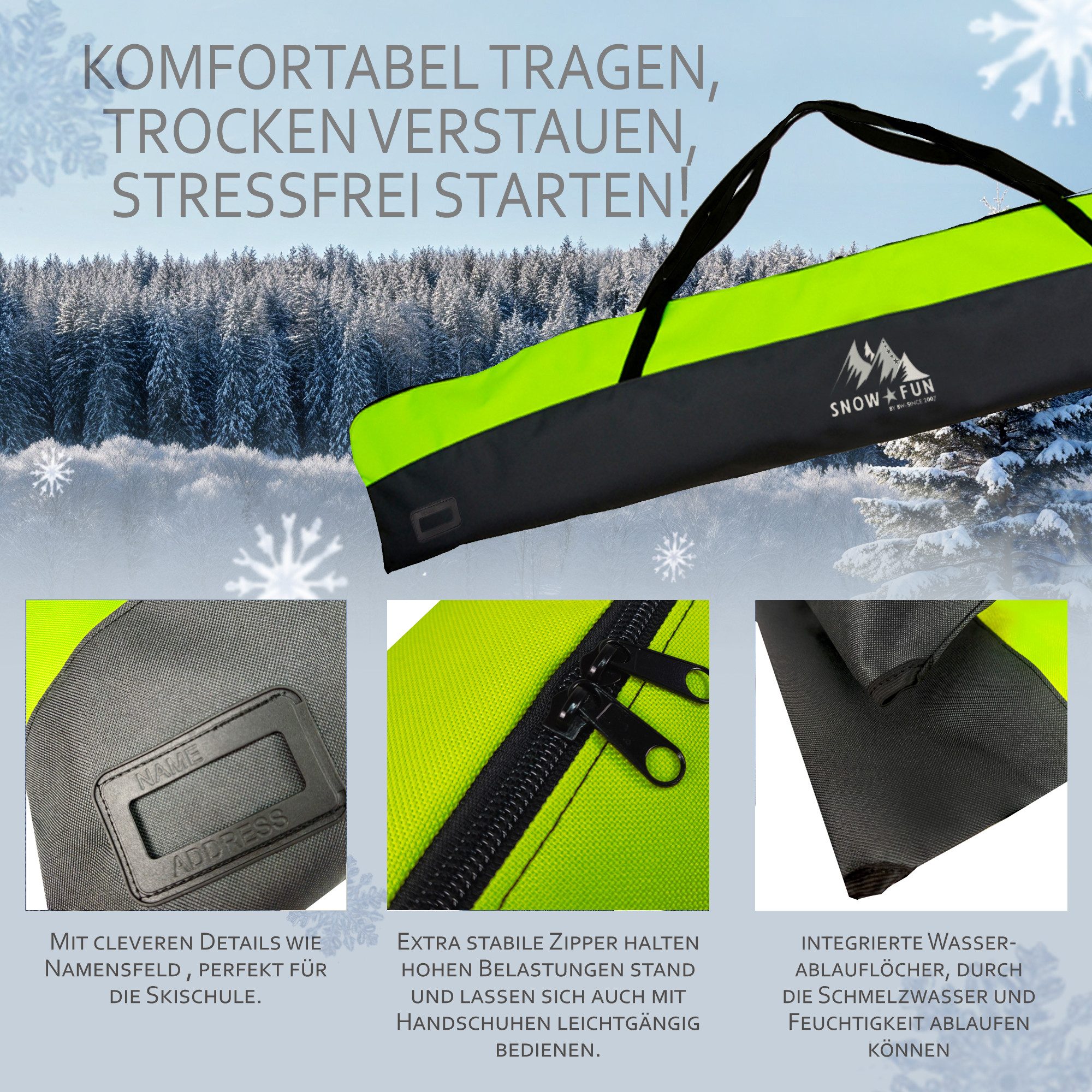 BambiniWelt by Rafael K. Skitasche Skitasche für Kinder Skisack für Ski und Skistöcke Skibag Skicover