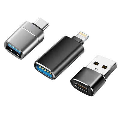 neue dawn 3 Stück USB C OTG Adapter Lightning USB für iPhone Samsung iPad USB-Adapter Lightning, USB-C, USB Typ A zu USB-C, USB Typ A