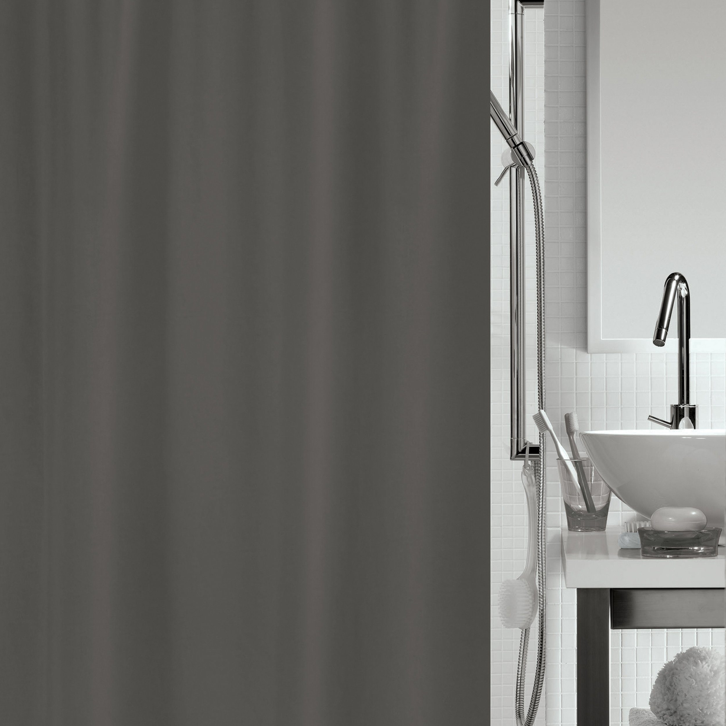 spirella Duschvorhang ALEA Breite 180 cm, Anti-Schimmel Textil-Duschvorhang, Polyester, 180x200 cm, waschbar
