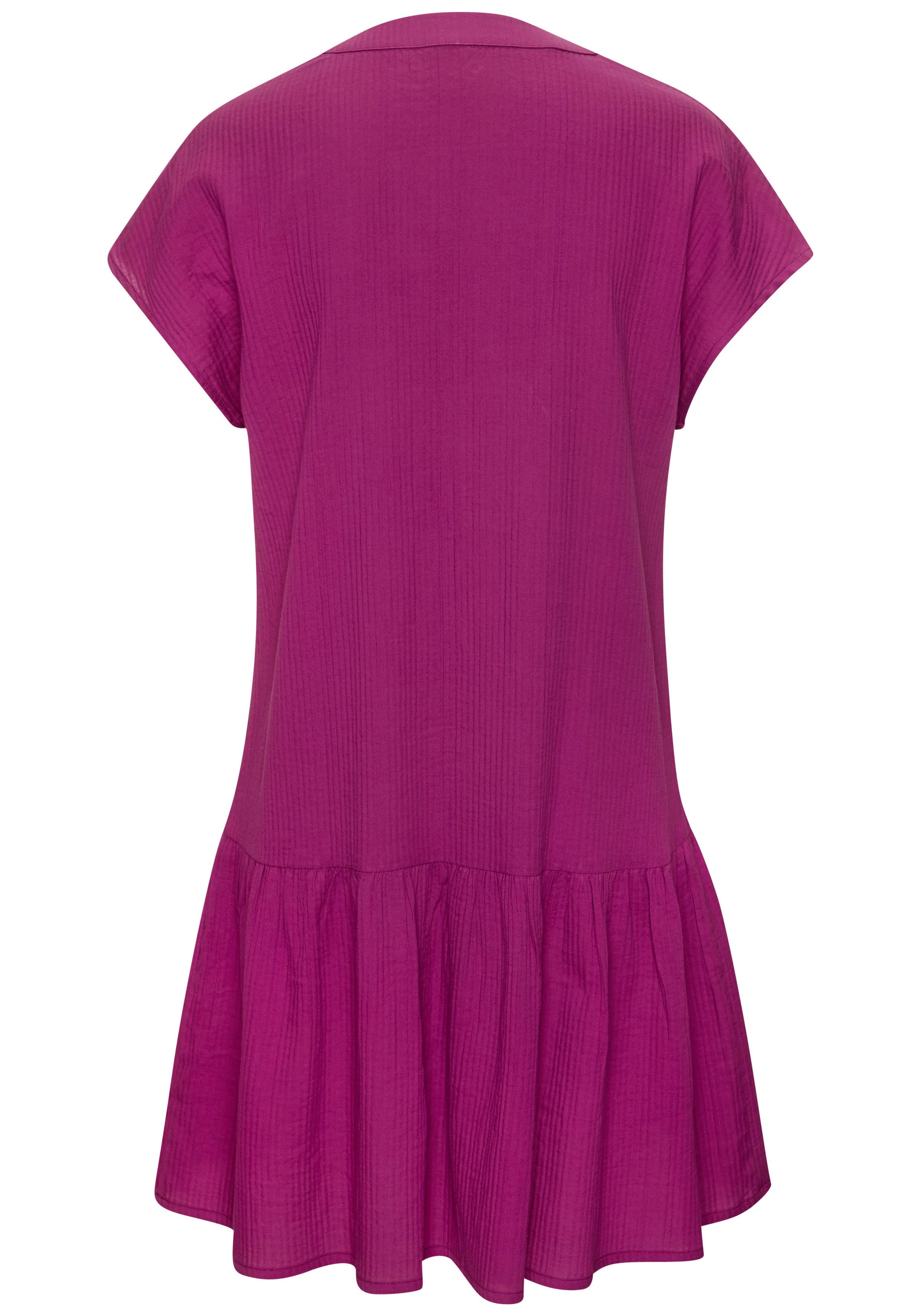 Vivance by Lascana Blusenkleid aus strukturierter Ware mit Volant lockeres Tunikakleid, Sommerkleid, Strandkleid, Basic