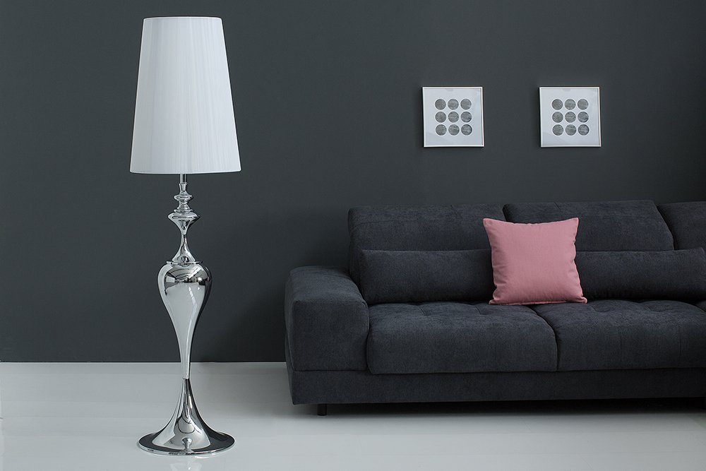 Barock · Wohnzimmer · ohne Leuchtmittel, Metall Stehlampe Esszimmer weiß, riess-ambiente LUCIE · 160cm