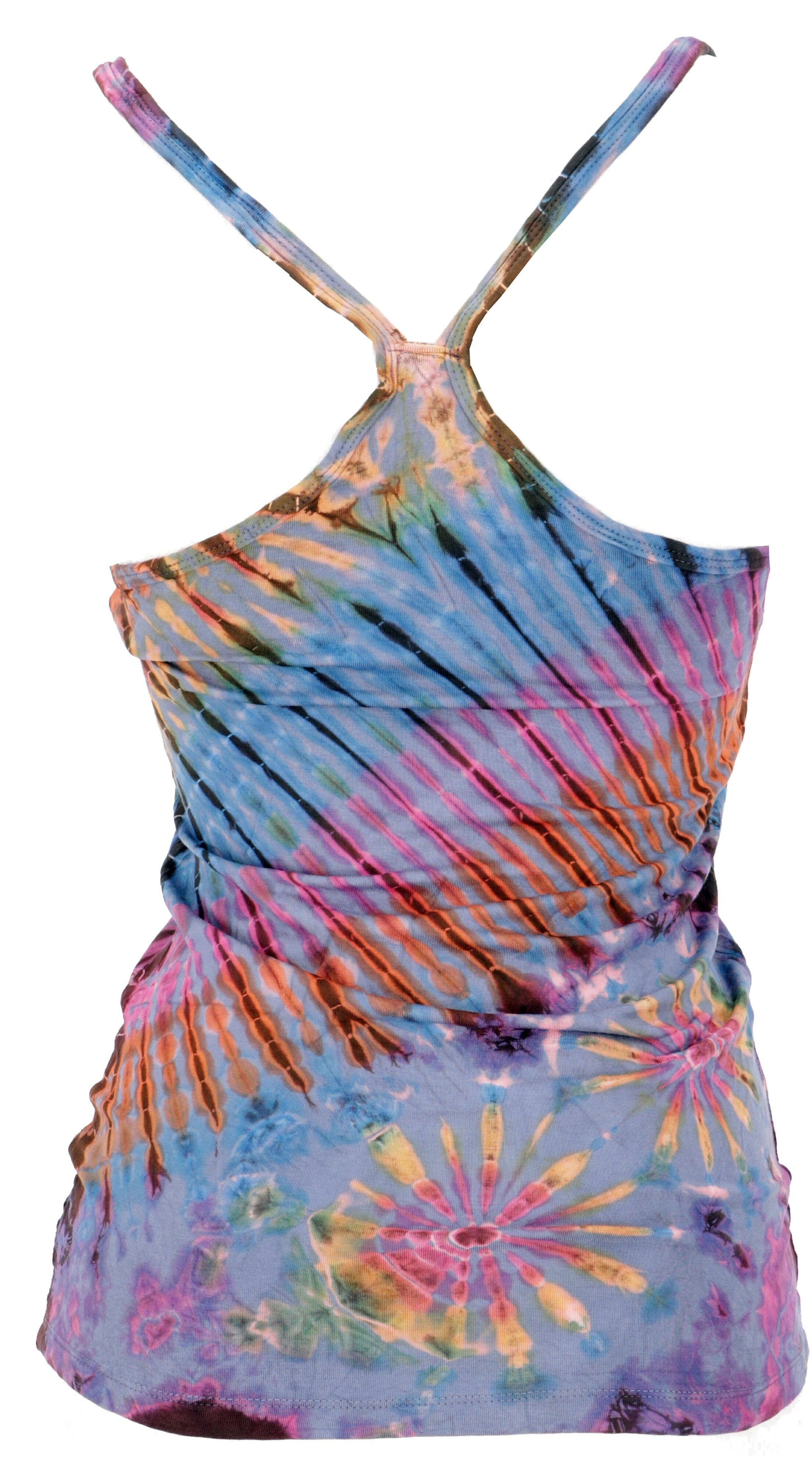 Guru-Shop T-Shirt Batik Hippie Top, Unikat Tank Top - hellblau Hippie, alternative Bekleidung, Festival, Ethno Style