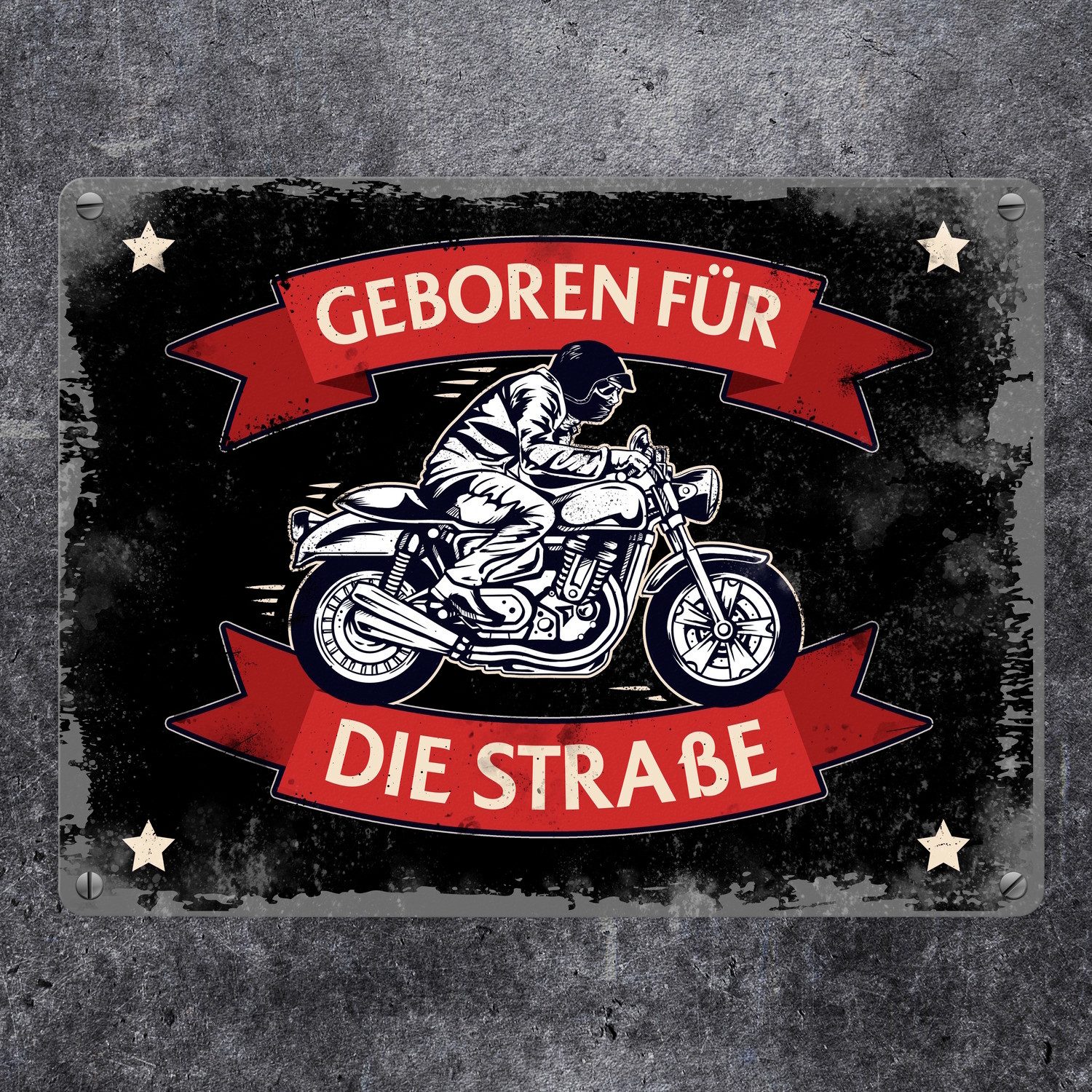 speecheese Metallschild Geboren für die Straße Metallschild in 15x20 cm mit günstig online kaufen