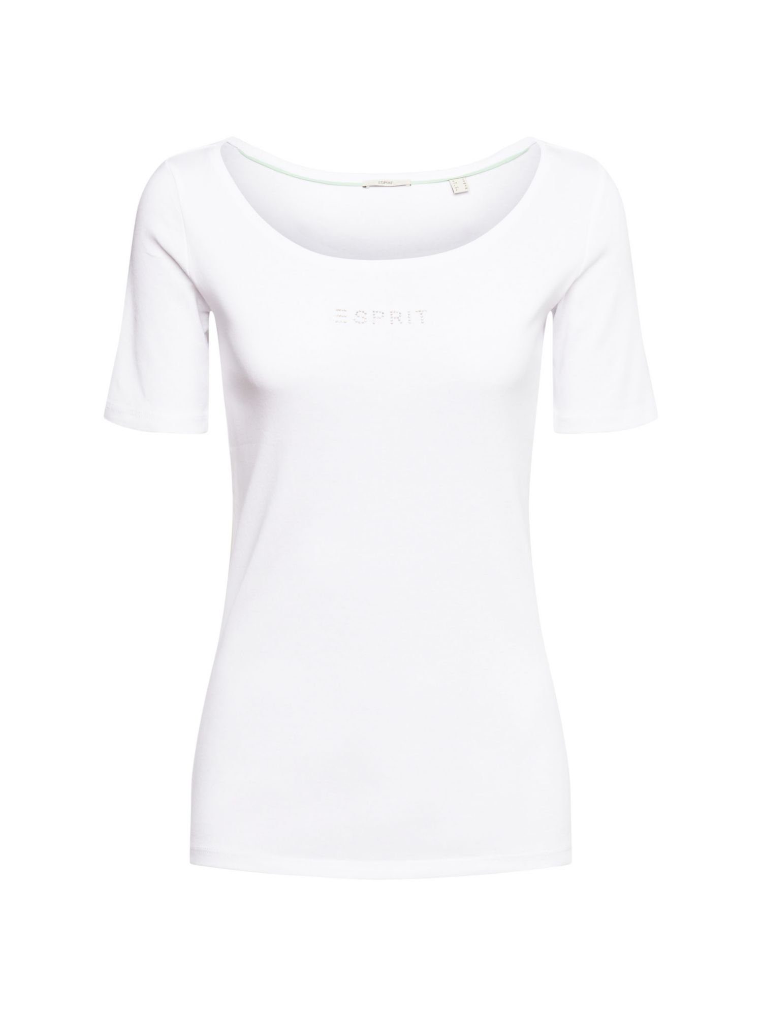 Esprit T-Shirt T-Shirt mit Logo aus Glitzersteinchen (1-tlg) WHITE