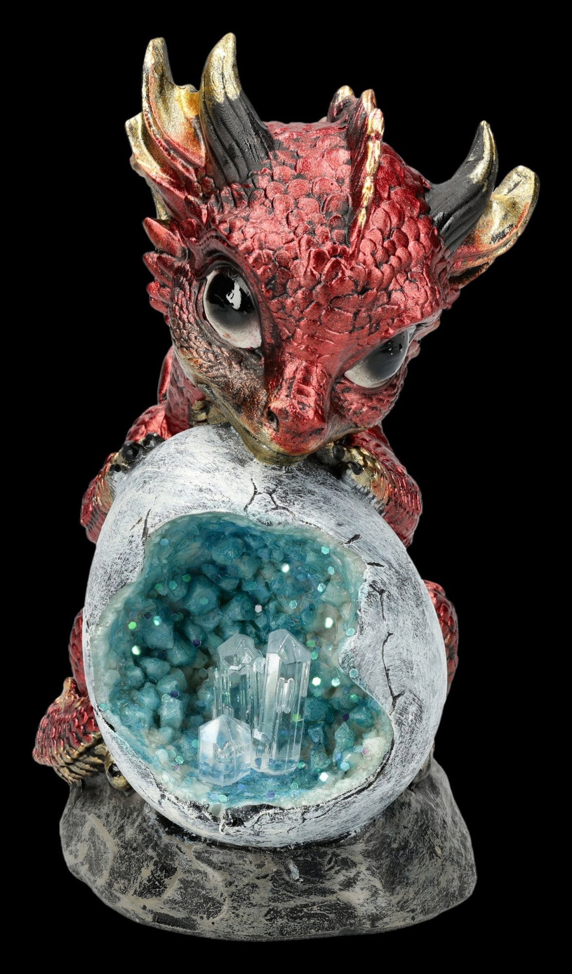 Figuren Shop GmbH Fantasy-Figur Drachenfigur Ember Clutch – Roter Fantasy Drache Deko Statue 11 cm