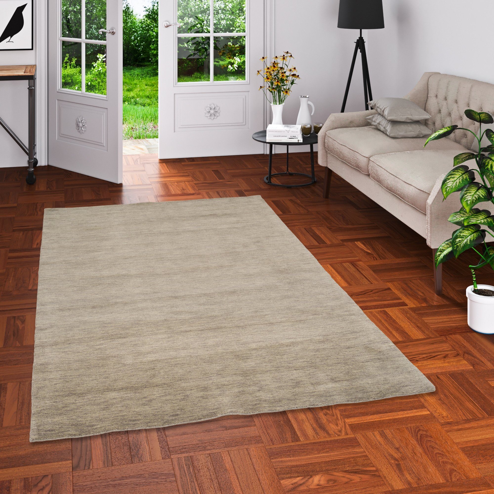 Pergamon Wollteppich Wolle Natur Teppich Gabbeh Maya Einfarbig, Rechteckig, günstig online kaufen