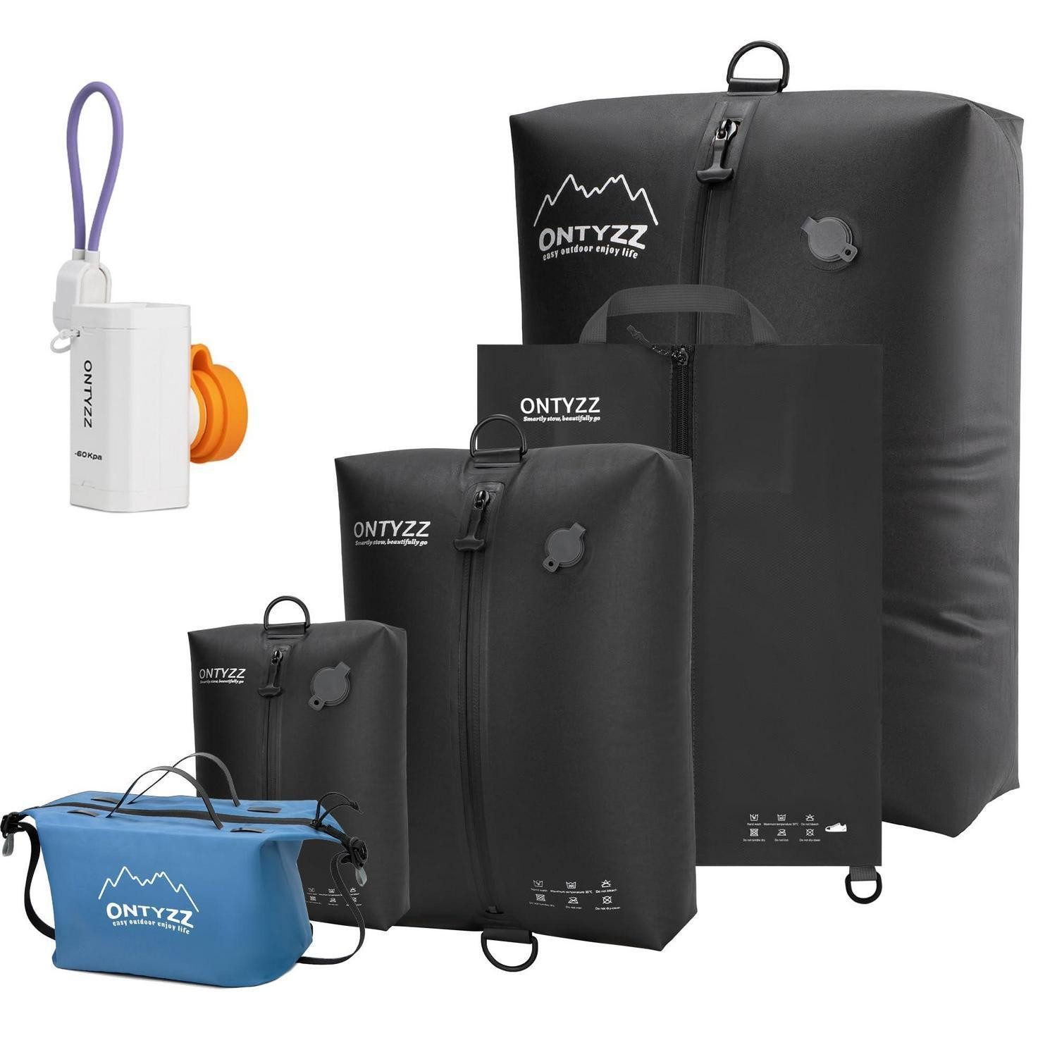 LuxusKollektion Vakuumierbeutel Koffer Organizer 5er-Satz Vakuumbeutel TPU Schwarz-blau