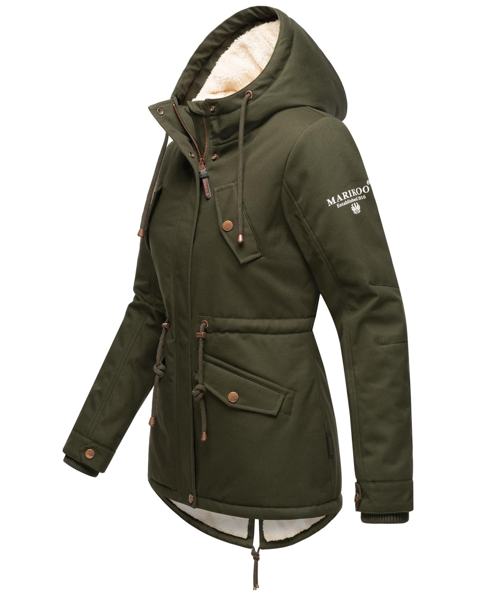 Marikoo Winterjacke Manolya stylischer Kurzmantel mit weichem Teddyfell-Futter