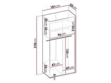 MIRJAN24 Kleiderschrank Teen Flex 2D TF-01 (2-Drehtüren) Kleiderstange, Griffloses Öffnungssystem push to open