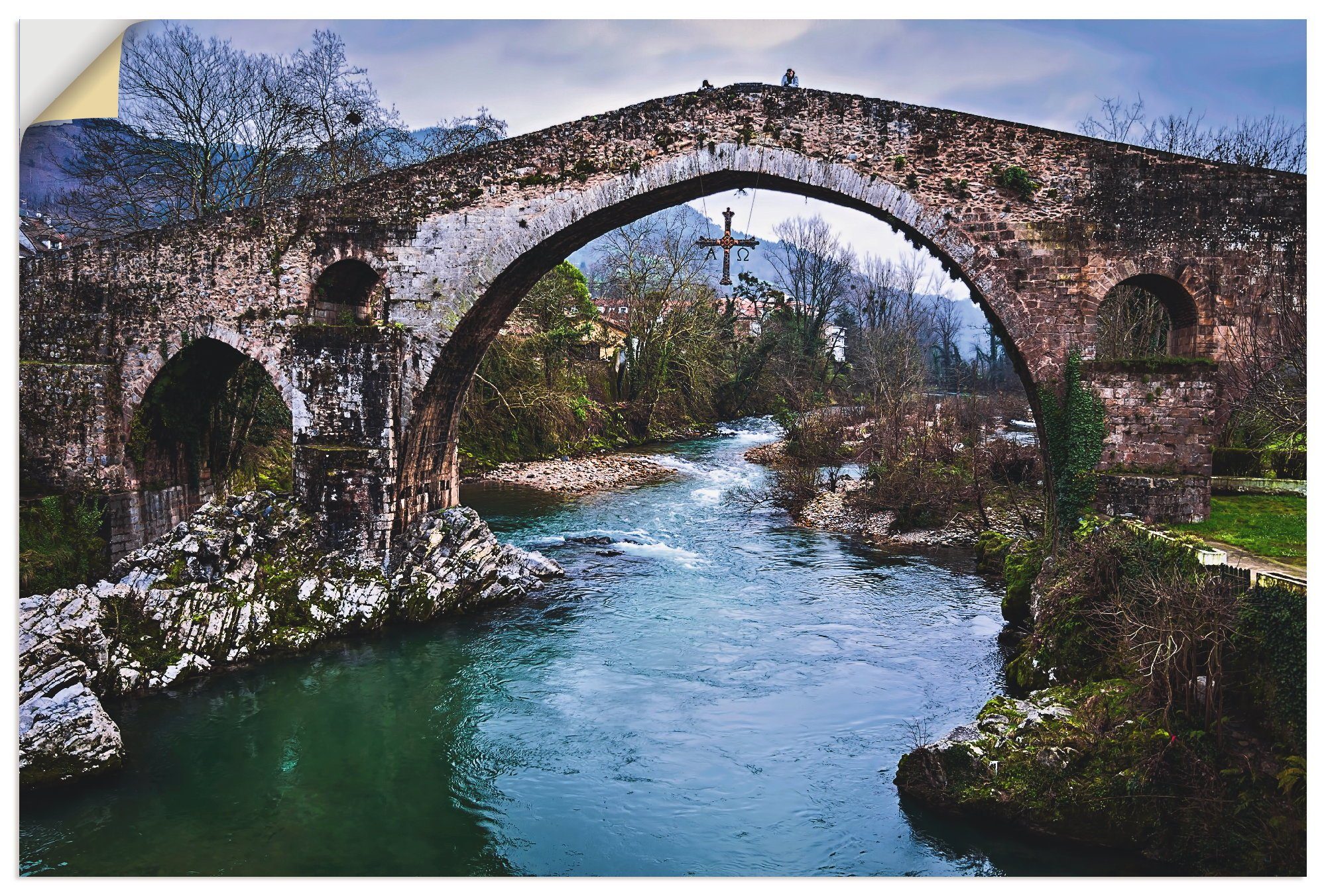 Brücken (1 als Artland in in Größen versch. Brücke Leinwandbild, St), Wandaufkleber Poster Alubild, Romanische Nordspanien, oder Wandbild