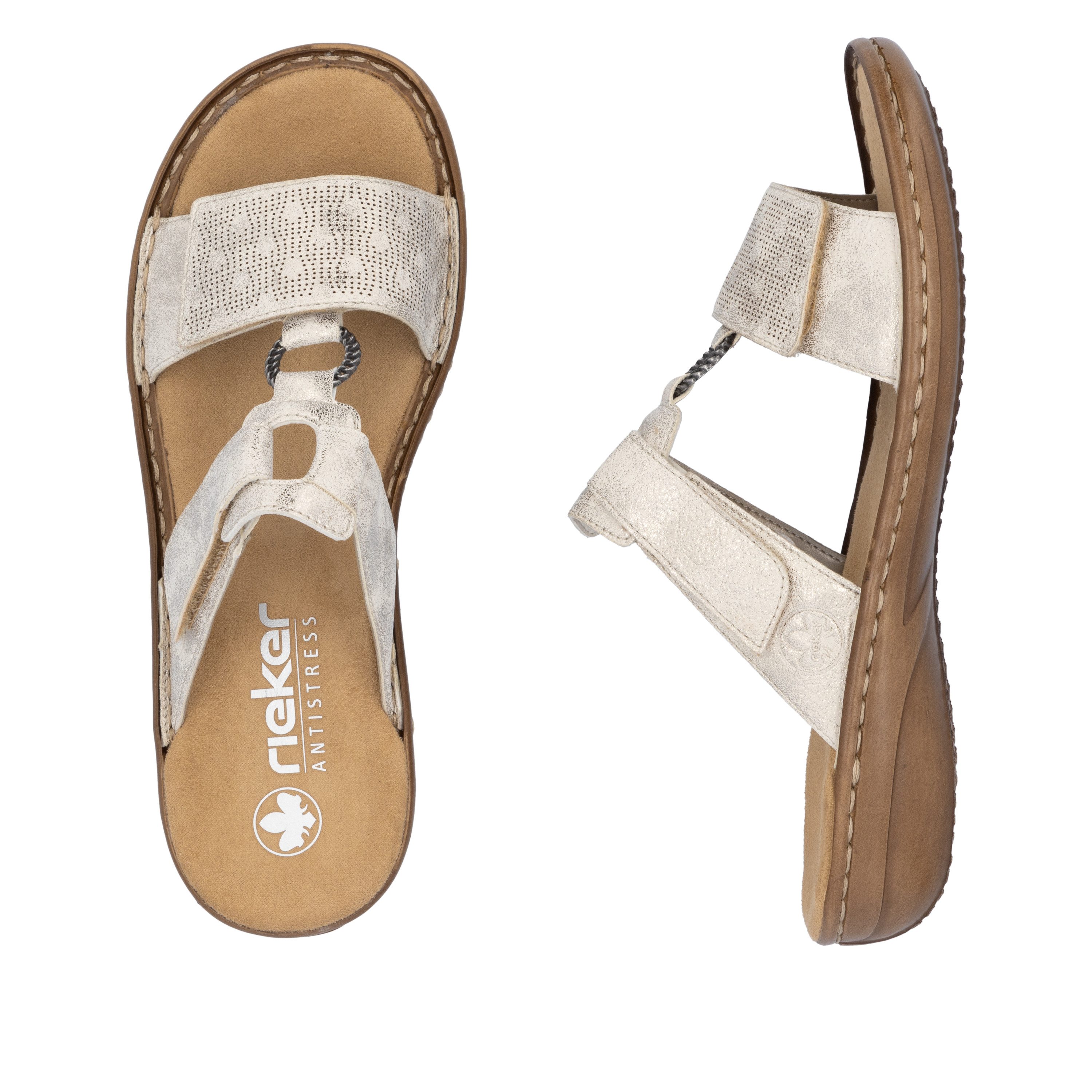 Rieker Pantolette Sommerschuh, Strandschuh, Klettschuh mit Perforation