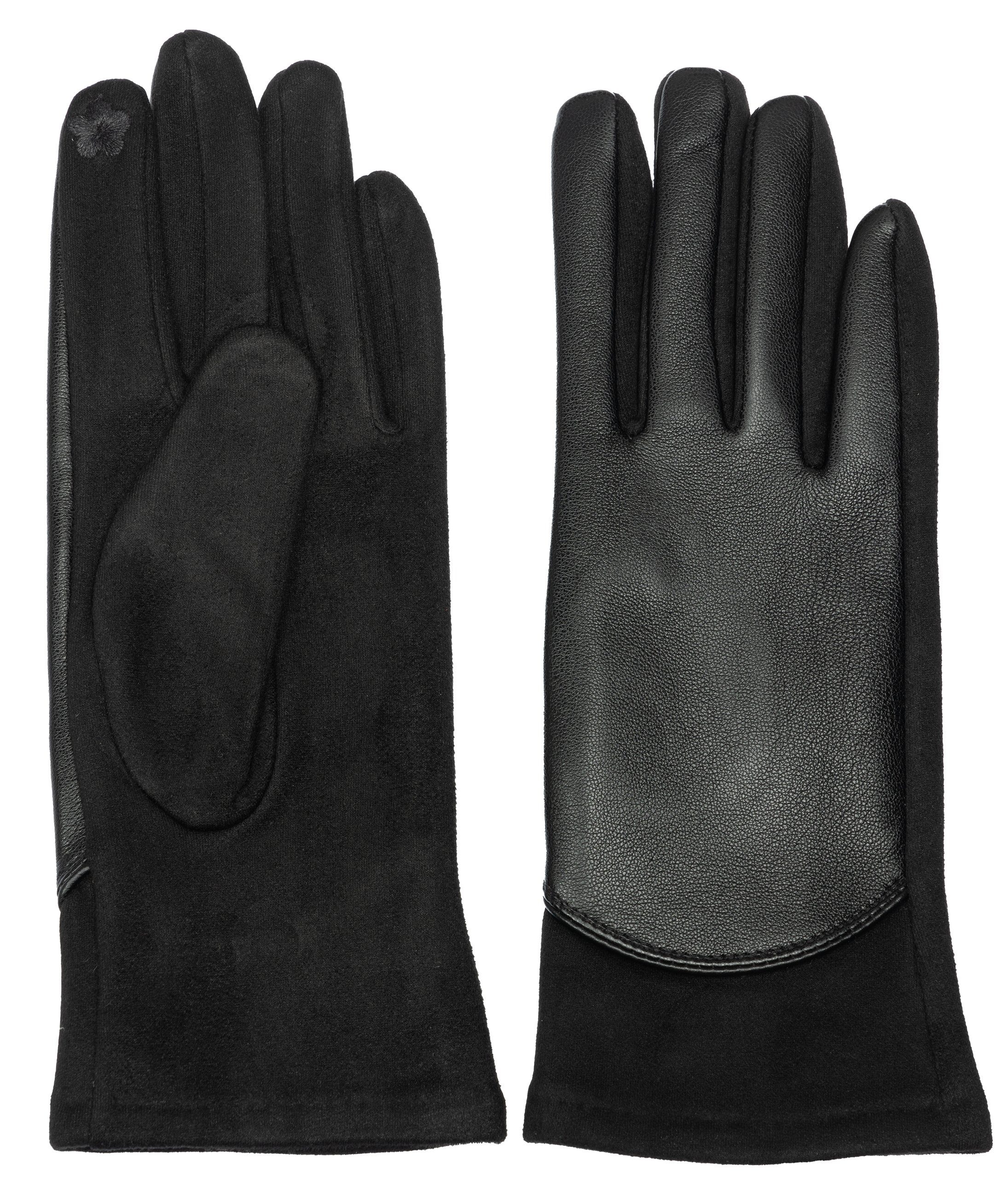 Caspar Strickhandschuhe GLV016 klassisch elegante uni Damen Handschuhe schwarz