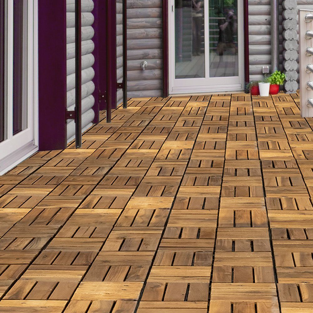 Holzfliesen, Holzfliese Akazie 30 x 30 cm Terrassenplatten