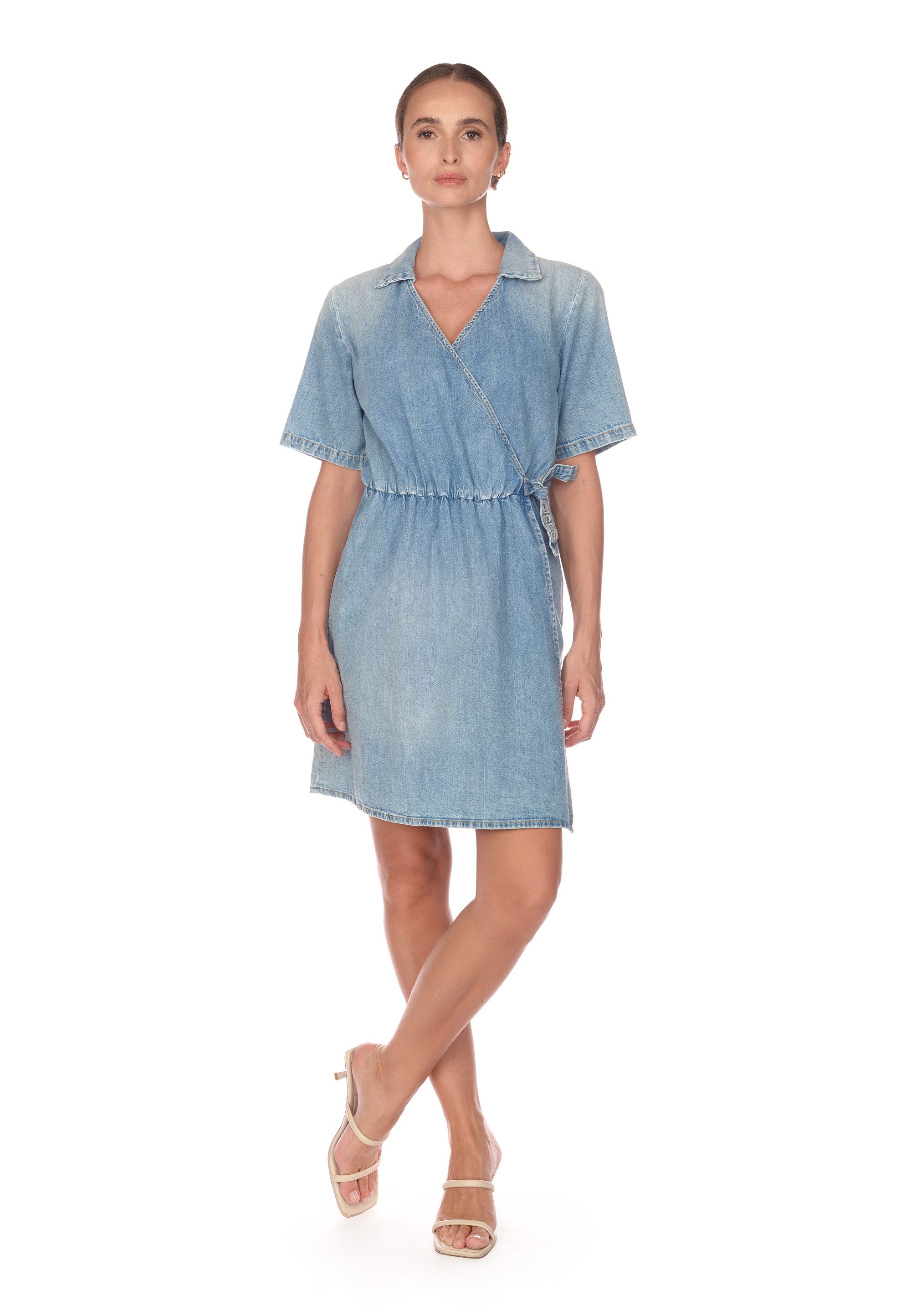 Le Temps Des Cerises Jeanskleid FLOE in gewickeltem Design