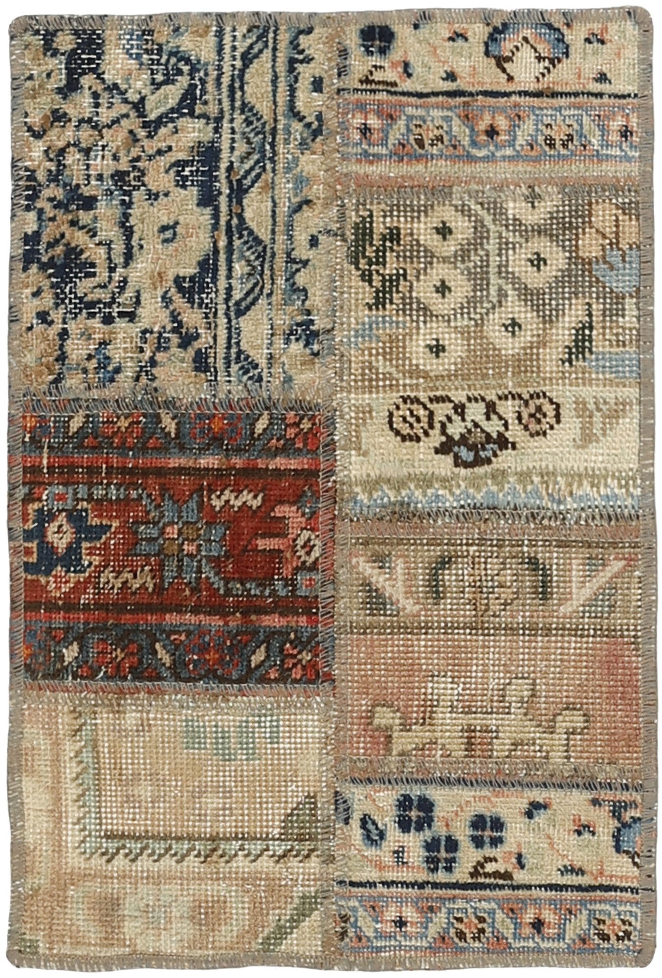 Wohnando Teppich MY-RUG Vintage Patch Work Floral & Ornamentiert 60x40cm, Rechteckig, Höhe: 10 mm, Handgeknüpfter Teppich,Handgesponnene Wolle, mit Naturfarben gegärbt