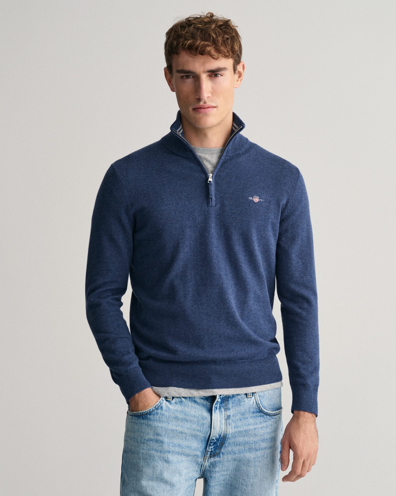 Gant Troyer CLASSIC COTTON HALF ZIP mit gerippten Details