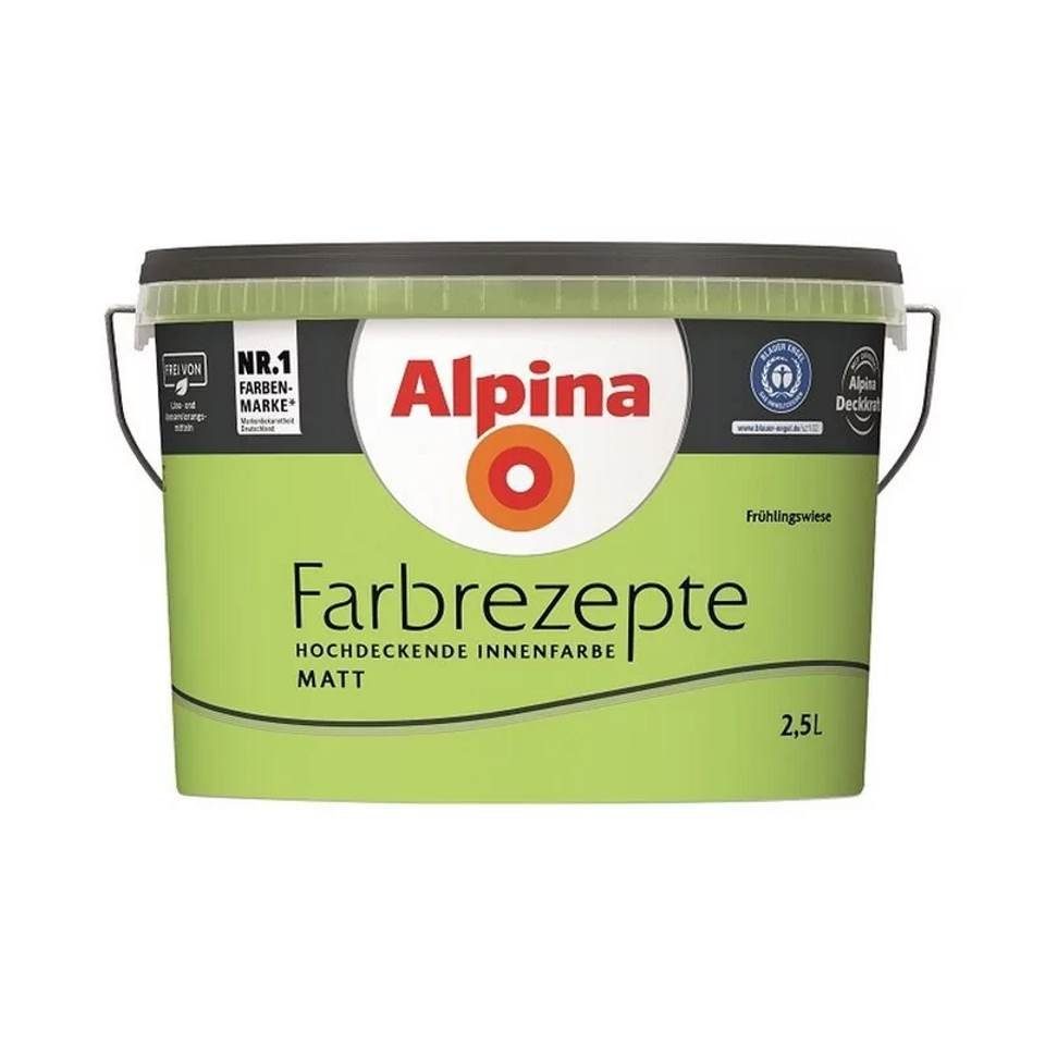 Alpina Wand- und Deckenfarbe Farbrezepte 2,5 L. Frühlingswiese - Frisches Grün
