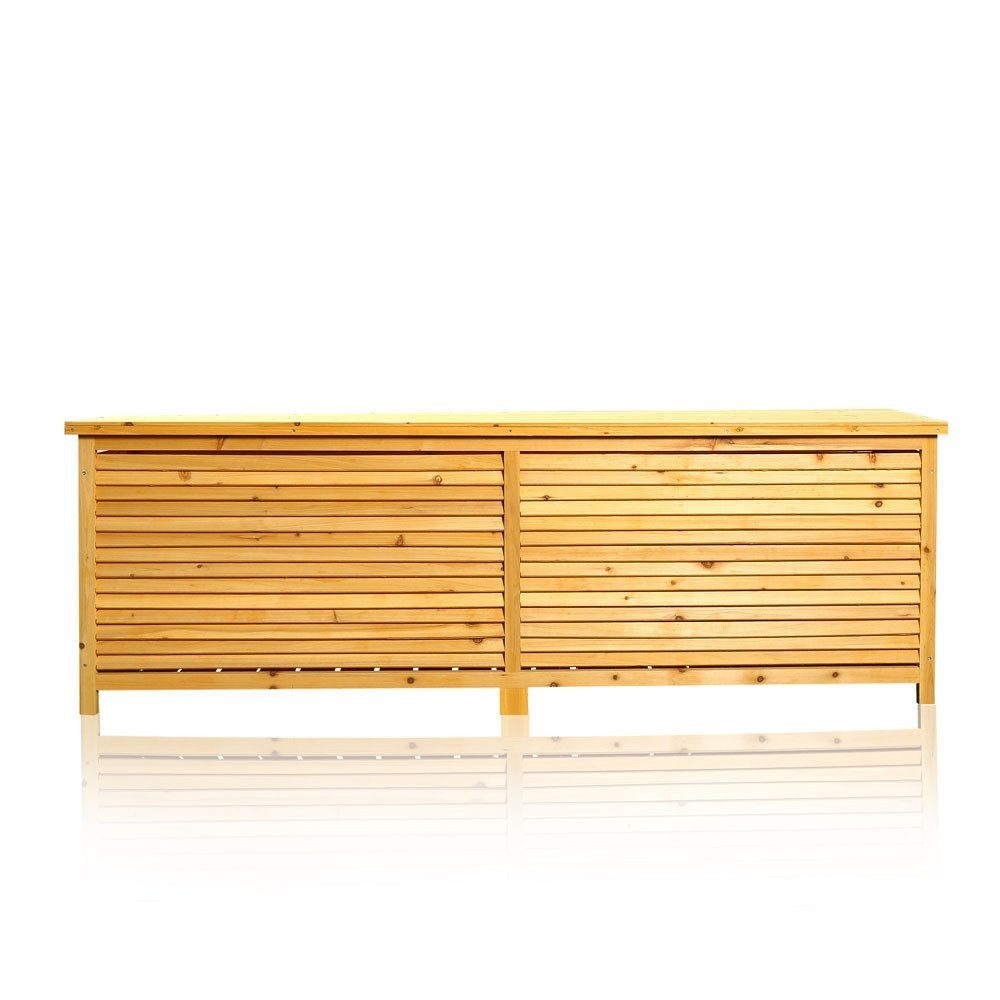 Feel2Home Auflagenbox XXL Gartentruhe Braun Kissenbox Auflagenkiste Aufbewahrung Terrasse (Stück, 1 St., Box), Rostfrei