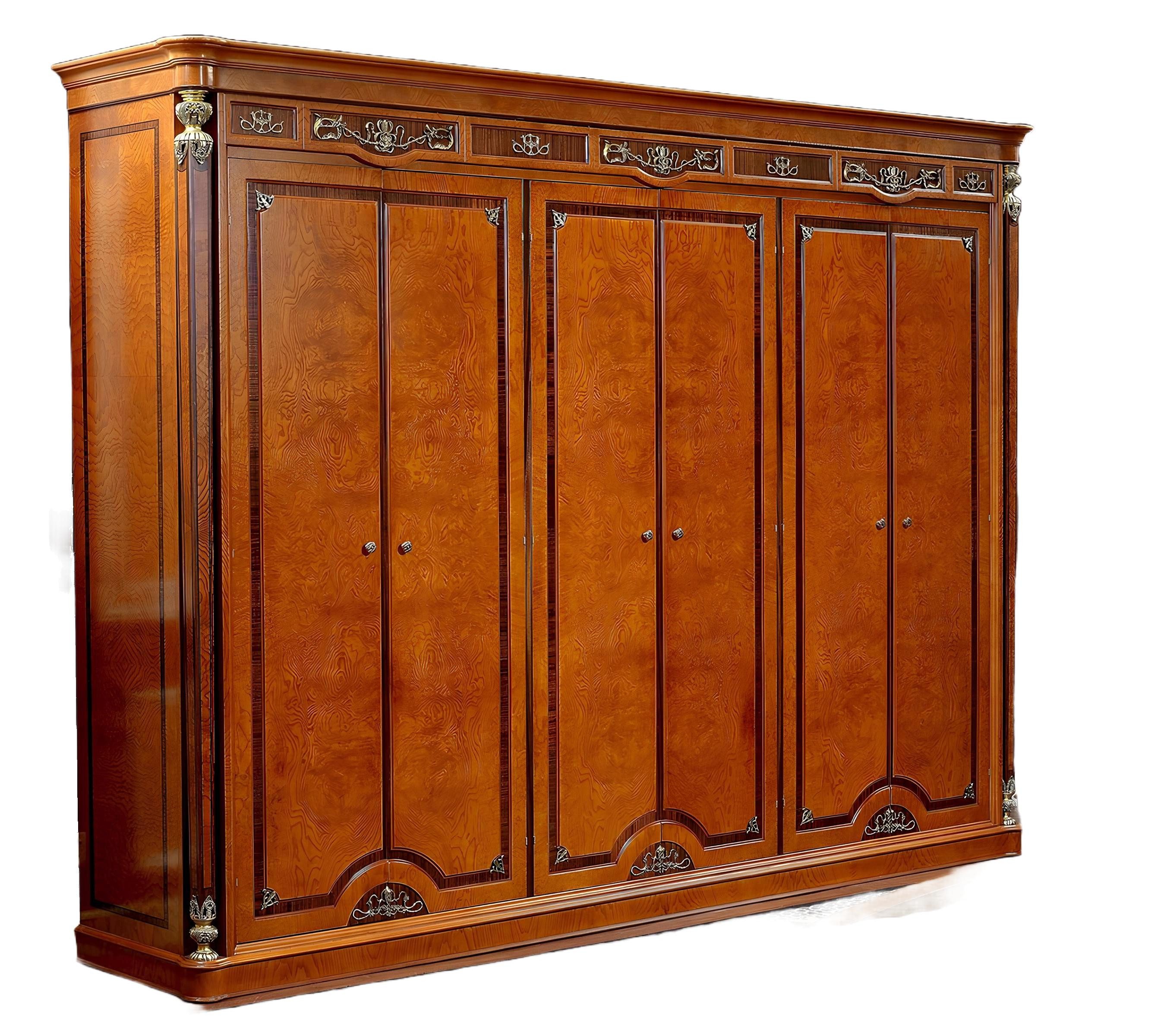 Xlmoebel Kleiderschrank Großer Kleiderschrank mit 6 Türen im antiken Barock-Rokoko-Stil (YB E29 SERIE 6 Tueren Kleiderschrank) Hergestellt in Europa