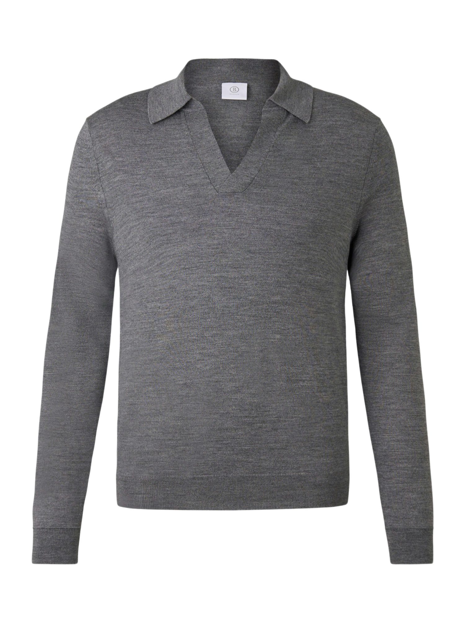 BOGNER Strickpullover grau,Casual,Wolle,Unifarben,V-Ausschnitt,Lang,Regular Fit