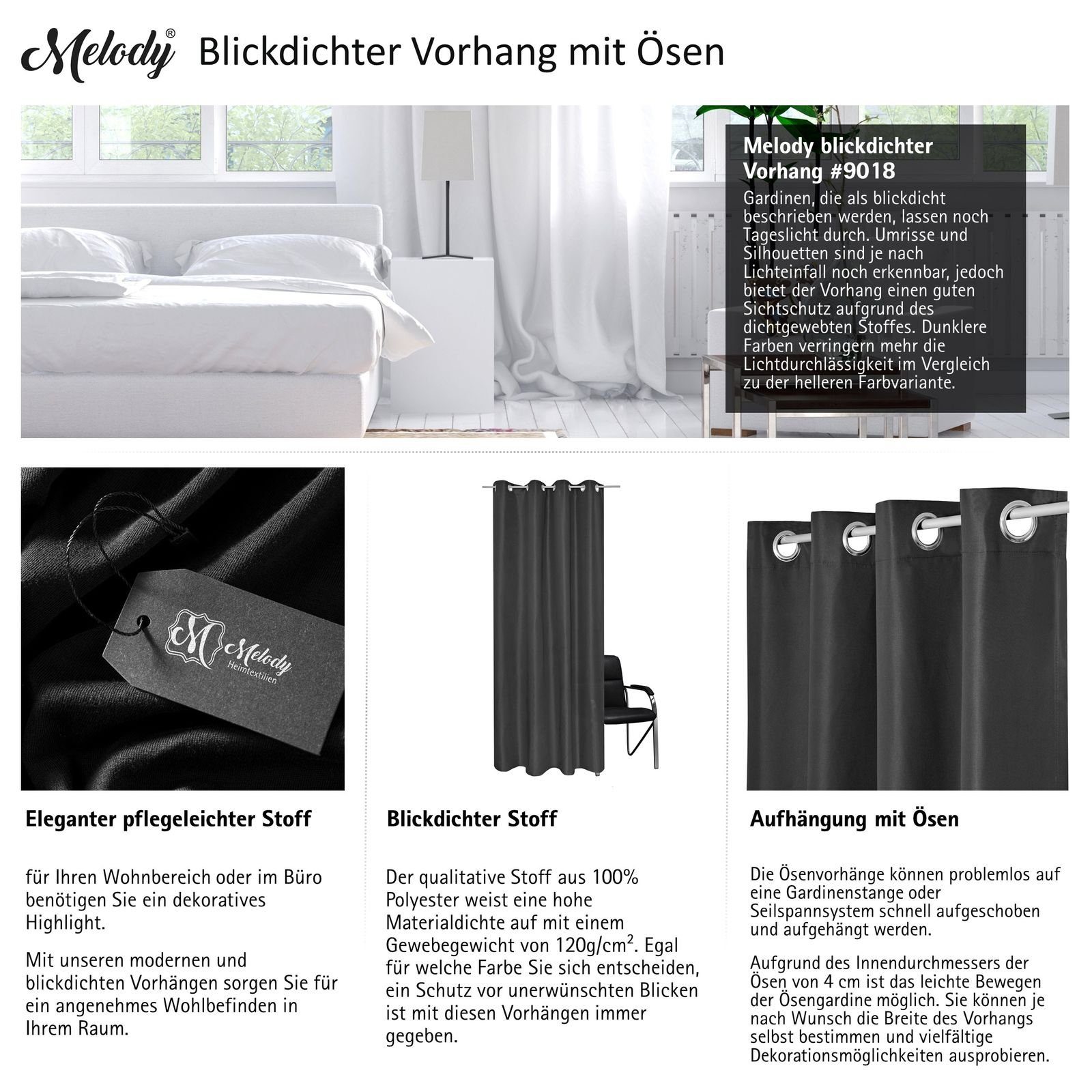 Melody Vorhang Gardine Curtain Blickdicht Sichtschutz günstig online kaufen