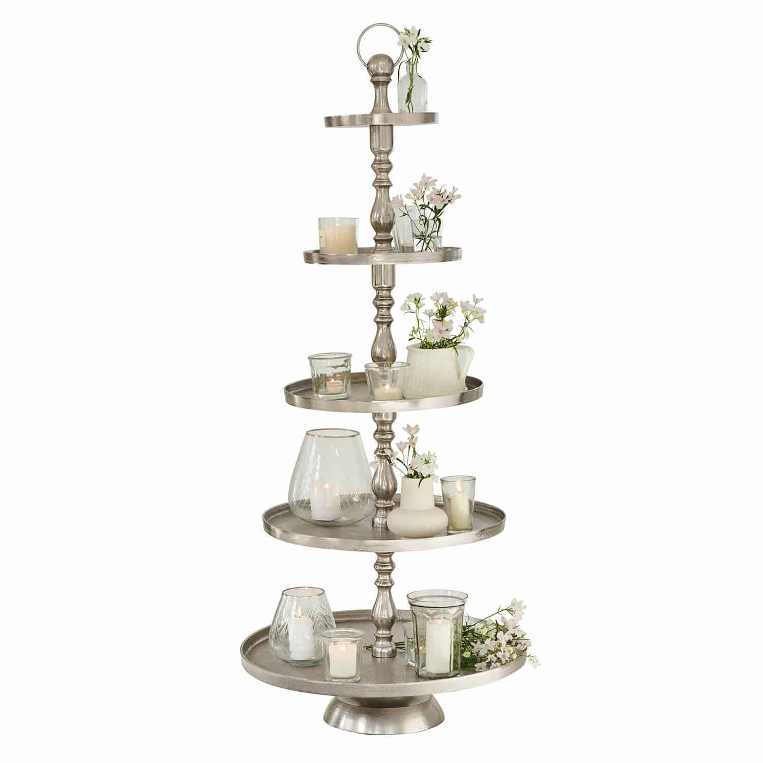 Mirabeau Etagere Etagere Magonie antiksilber, Aluminiumguss