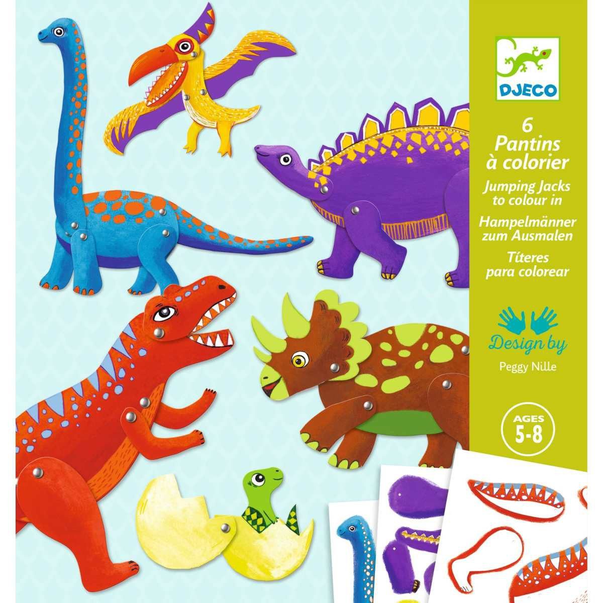 DJECO Kreativset Hampelmann Dinos basteln Kinder Bastelset Dinosaurier