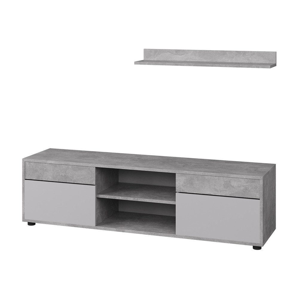 Vicco Wohnwand Berno, Beton/Weiß, 2 Teile, (1-St)